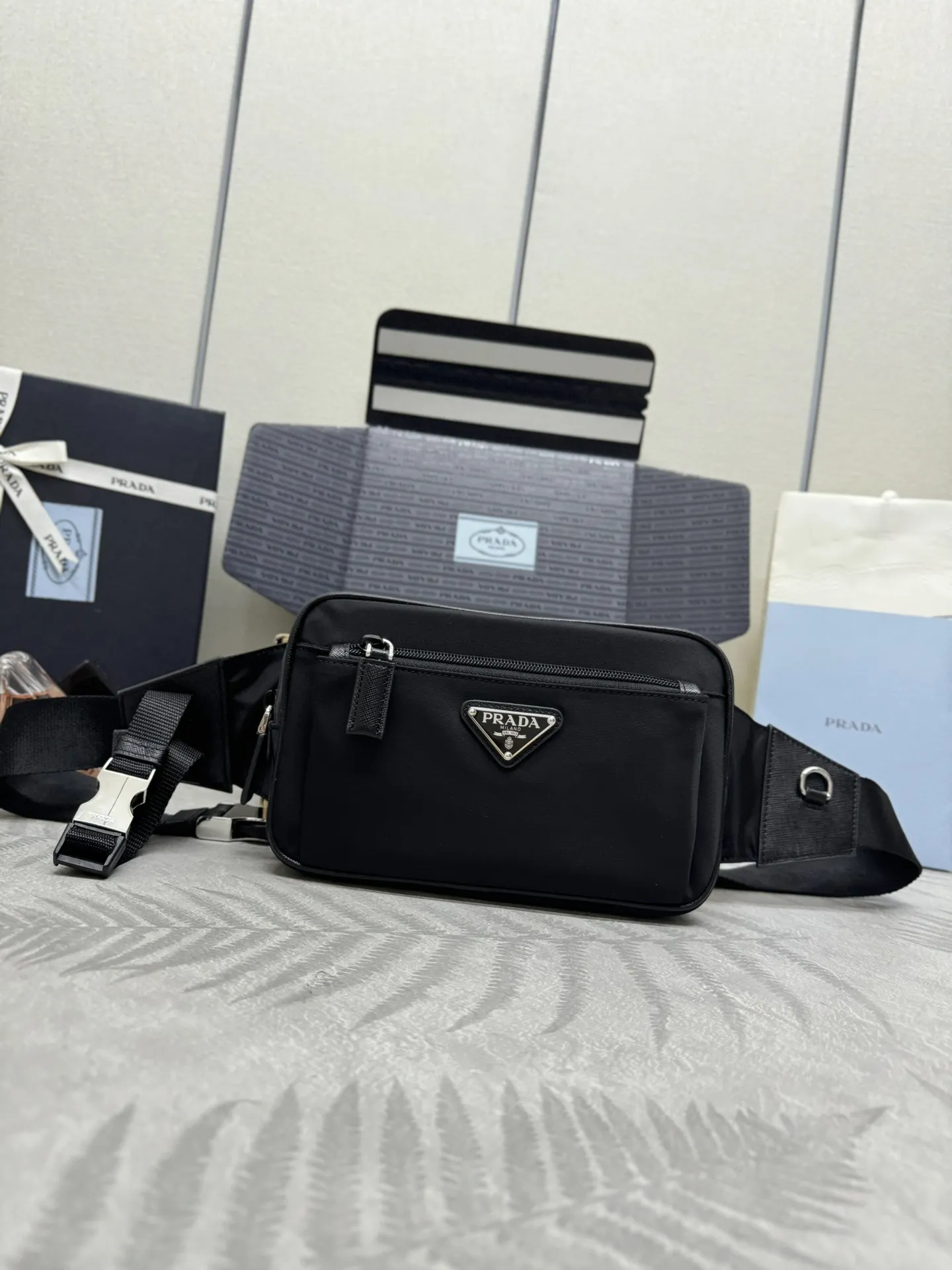 Re-Nylon Belt Bag with Leather Trim D59011404 — view 2