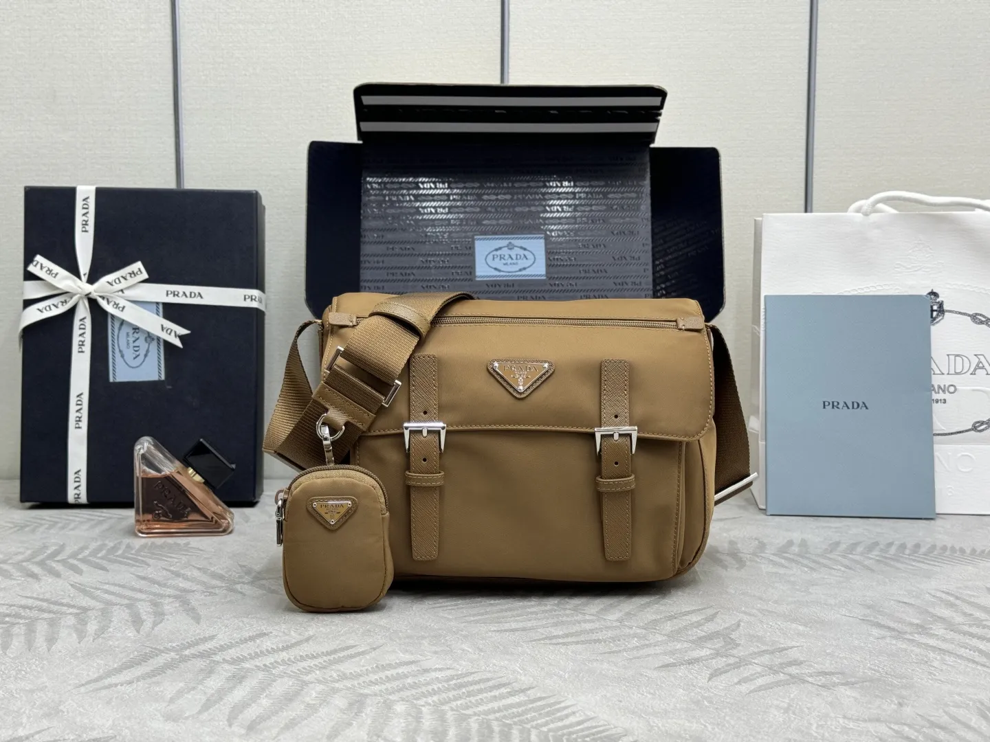 Re-Nylon Crossbody Bag with Detachable Pouch D76011406