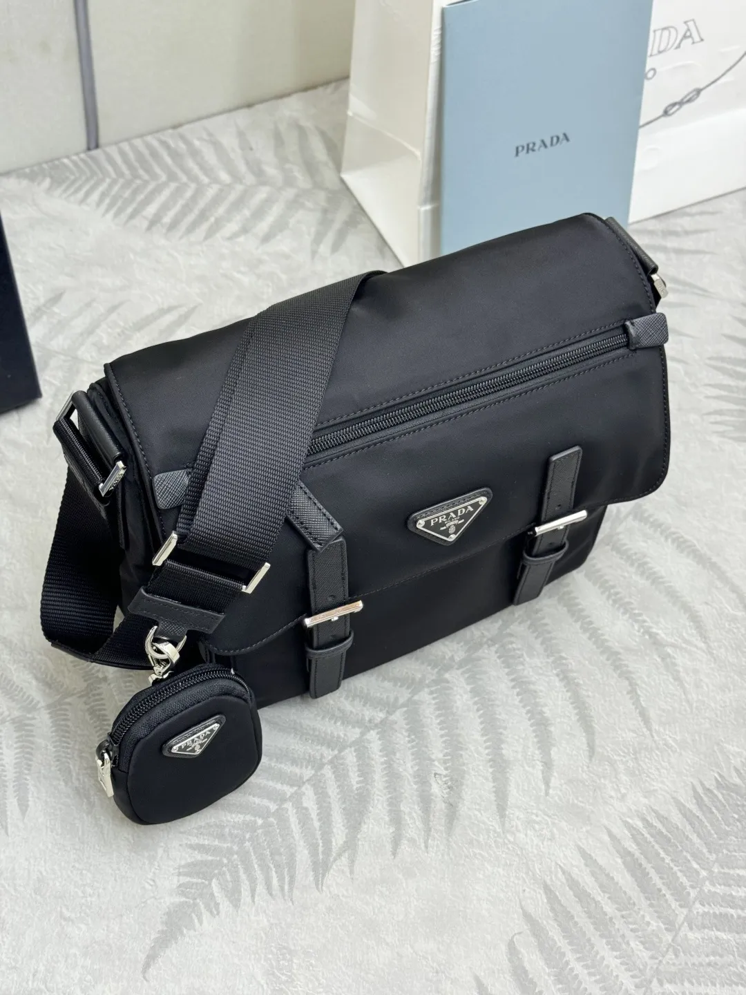 Re-Nylon Crossbody Bag with Detachable Pouch D71011407 — view 3