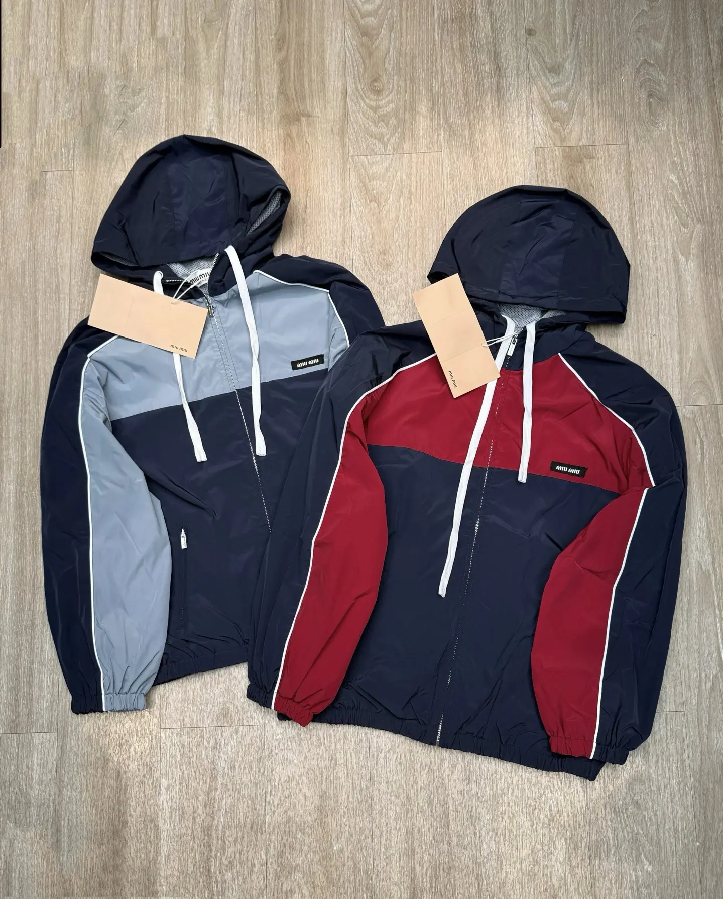 Color-Block Hooded Windbreaker Jacket D11916091
