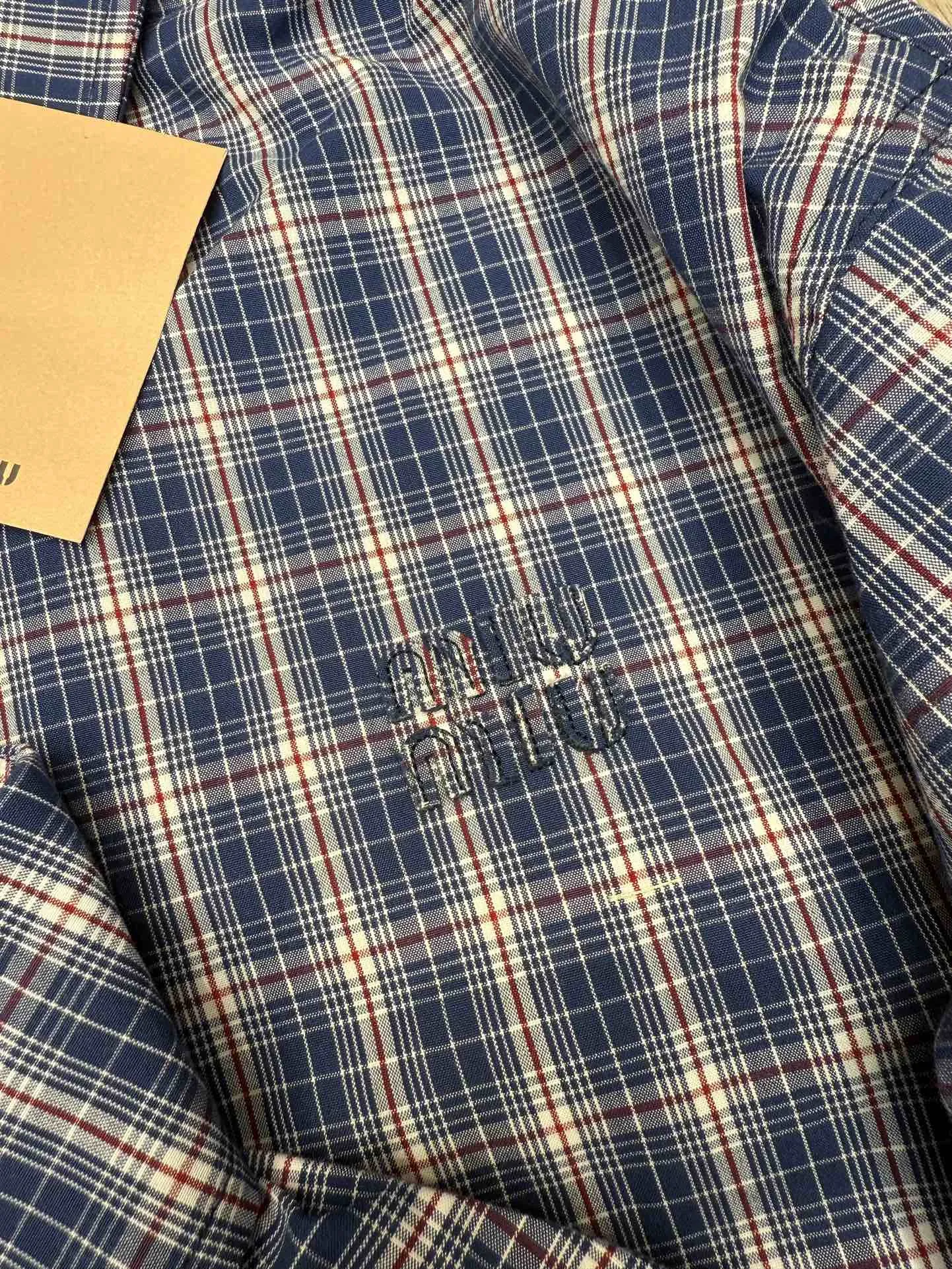 Logo-Embroidered Checked Cotton Jacket D11916092 — view 3