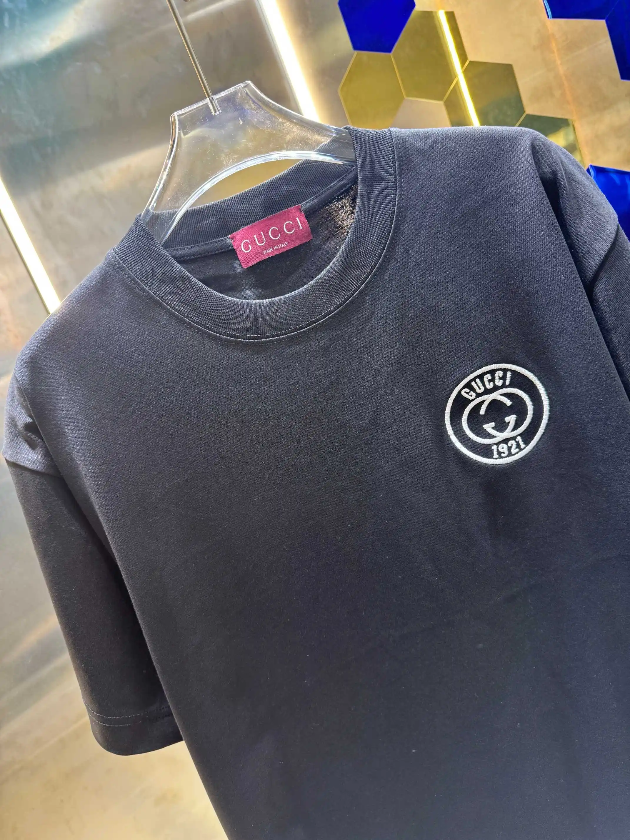 Interlocking G Embroidered Cotton T-Shirt D13513385 — view 2