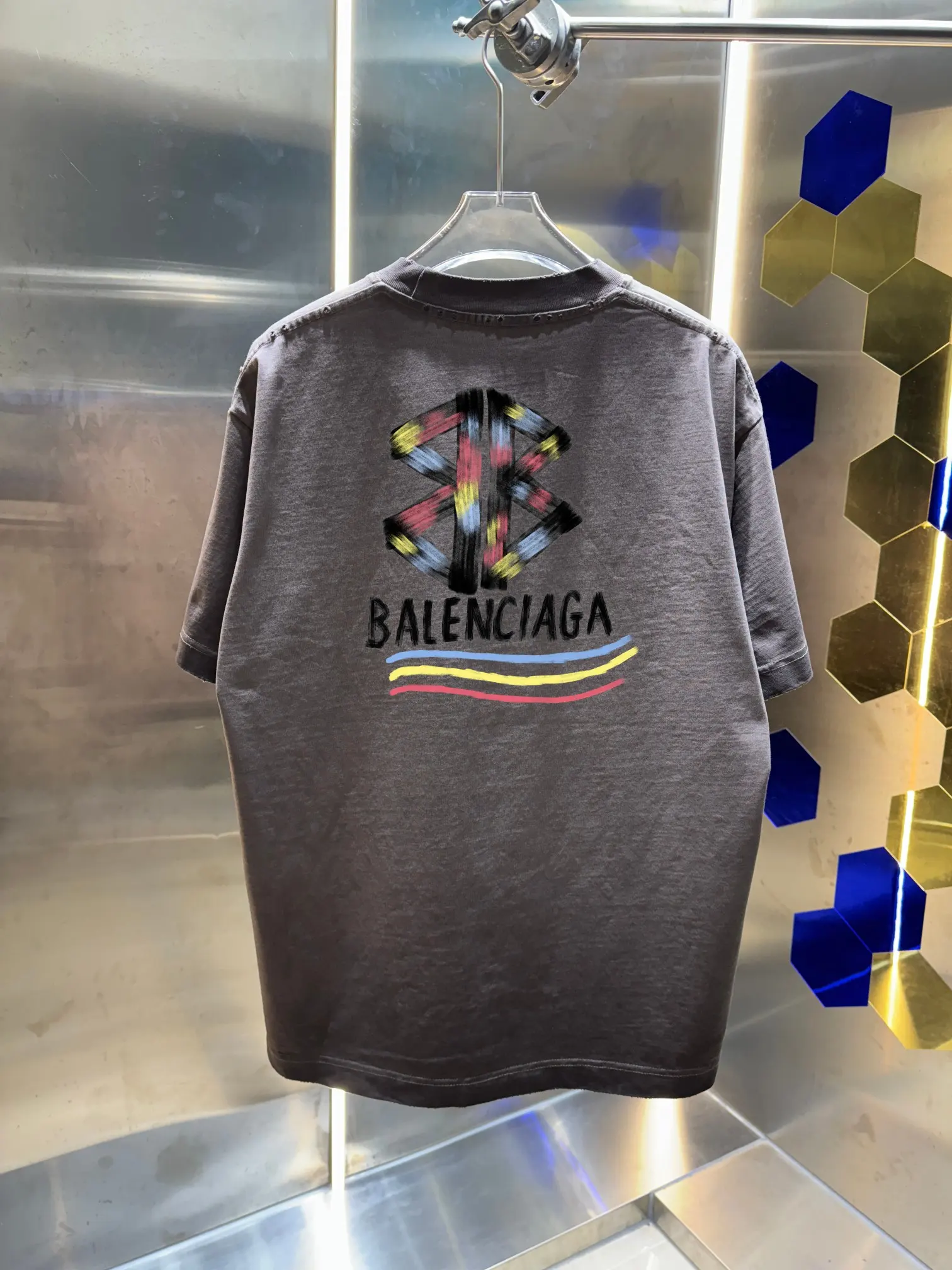 Logo Embroidered Distressed Cotton T-Shirt D14013416 — view 3