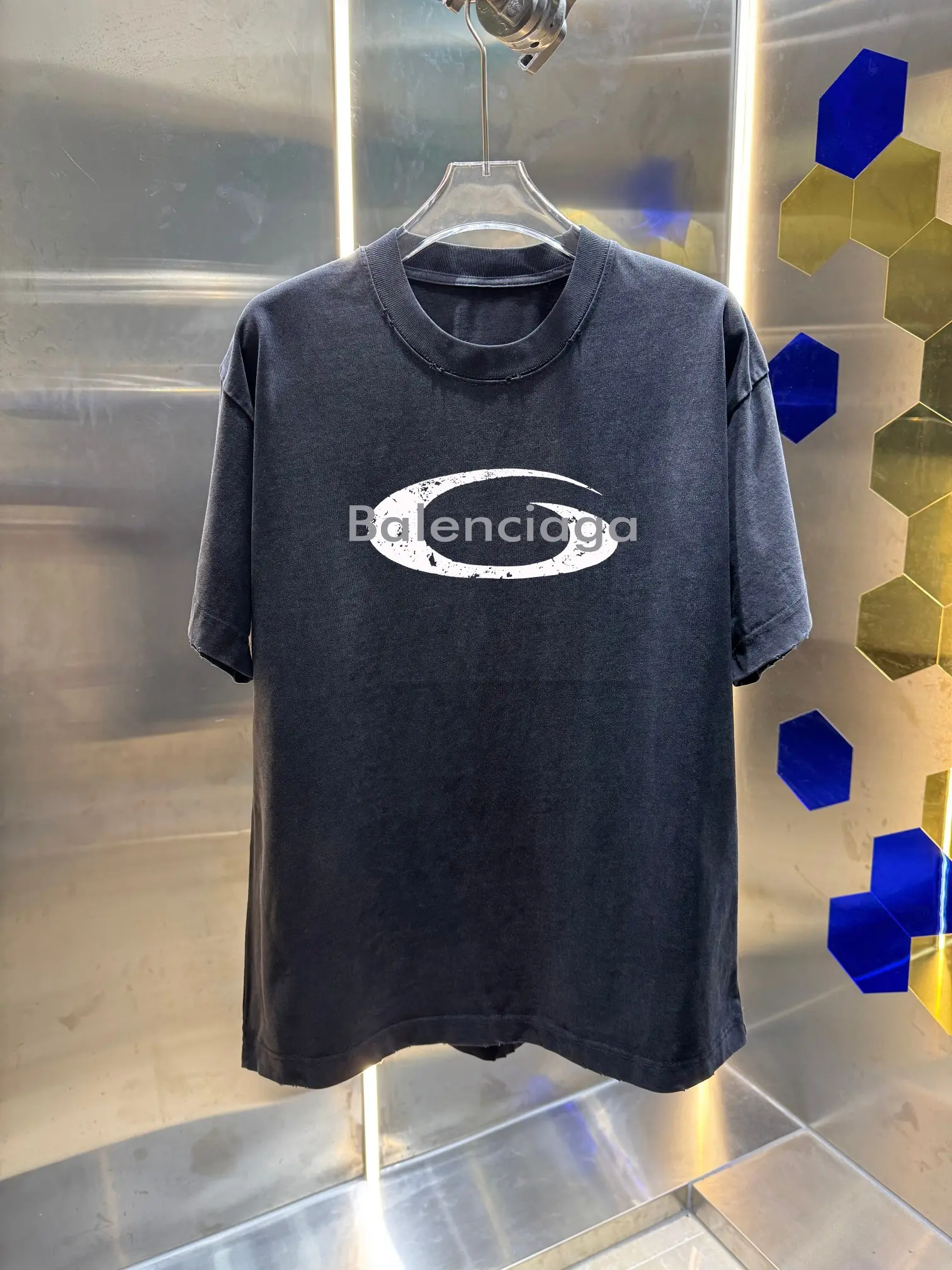 Logo Print Distressed Washed Cotton T-Shirt D14013422