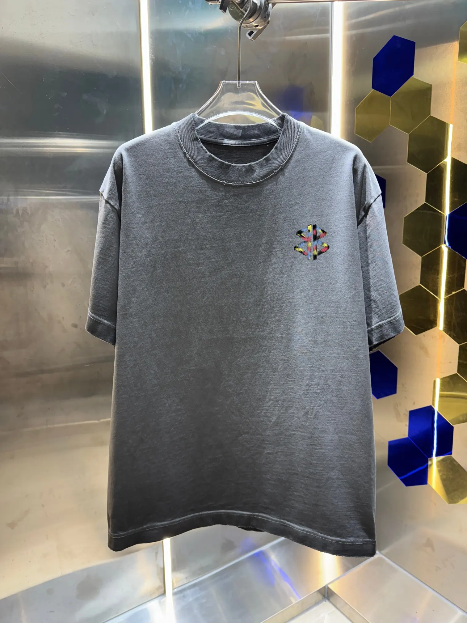 Logo Embroidered Washed Cotton T-Shirt D14013415