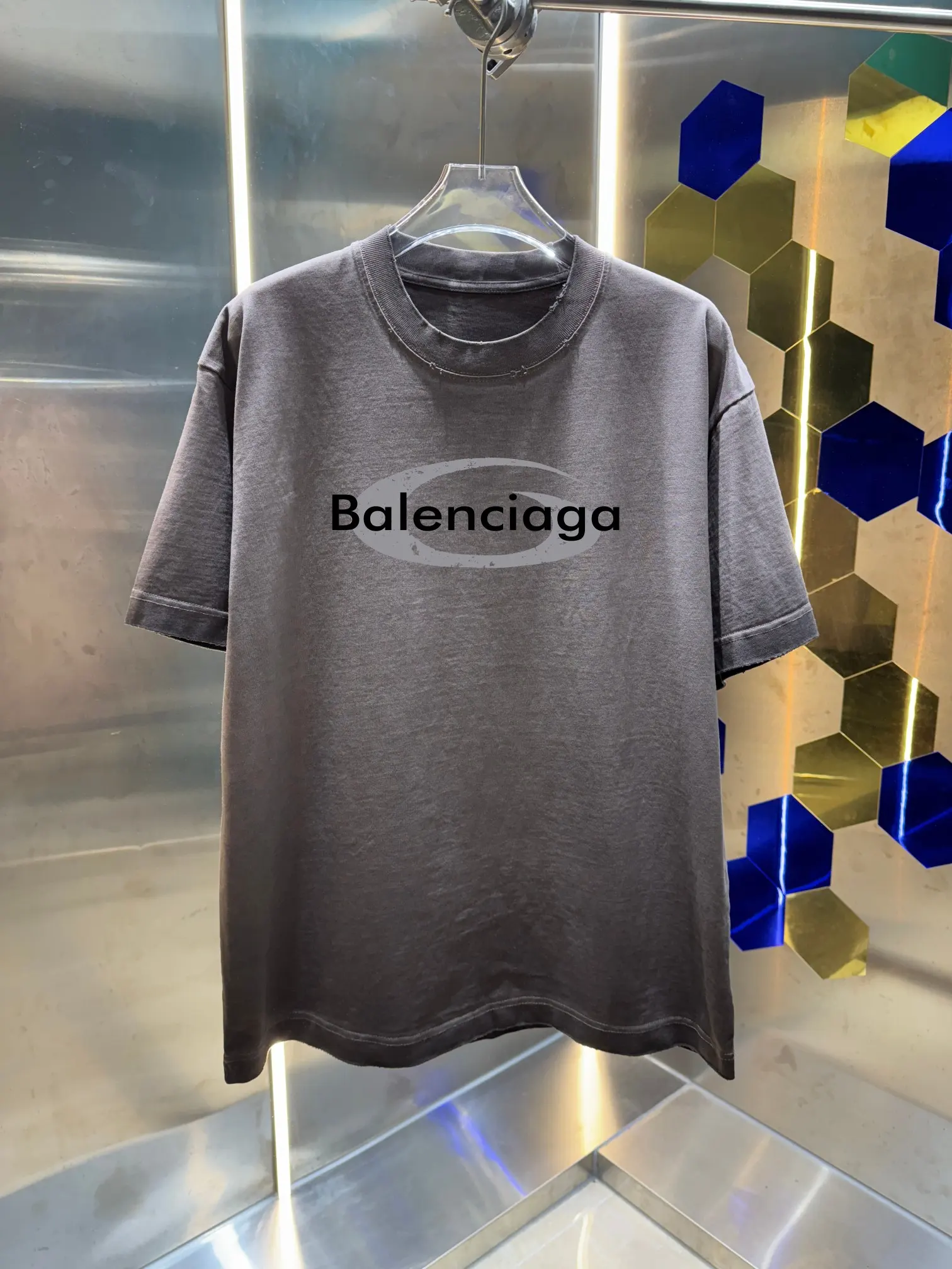 Logo Print Distressed Oversized T-Shirt D14013423