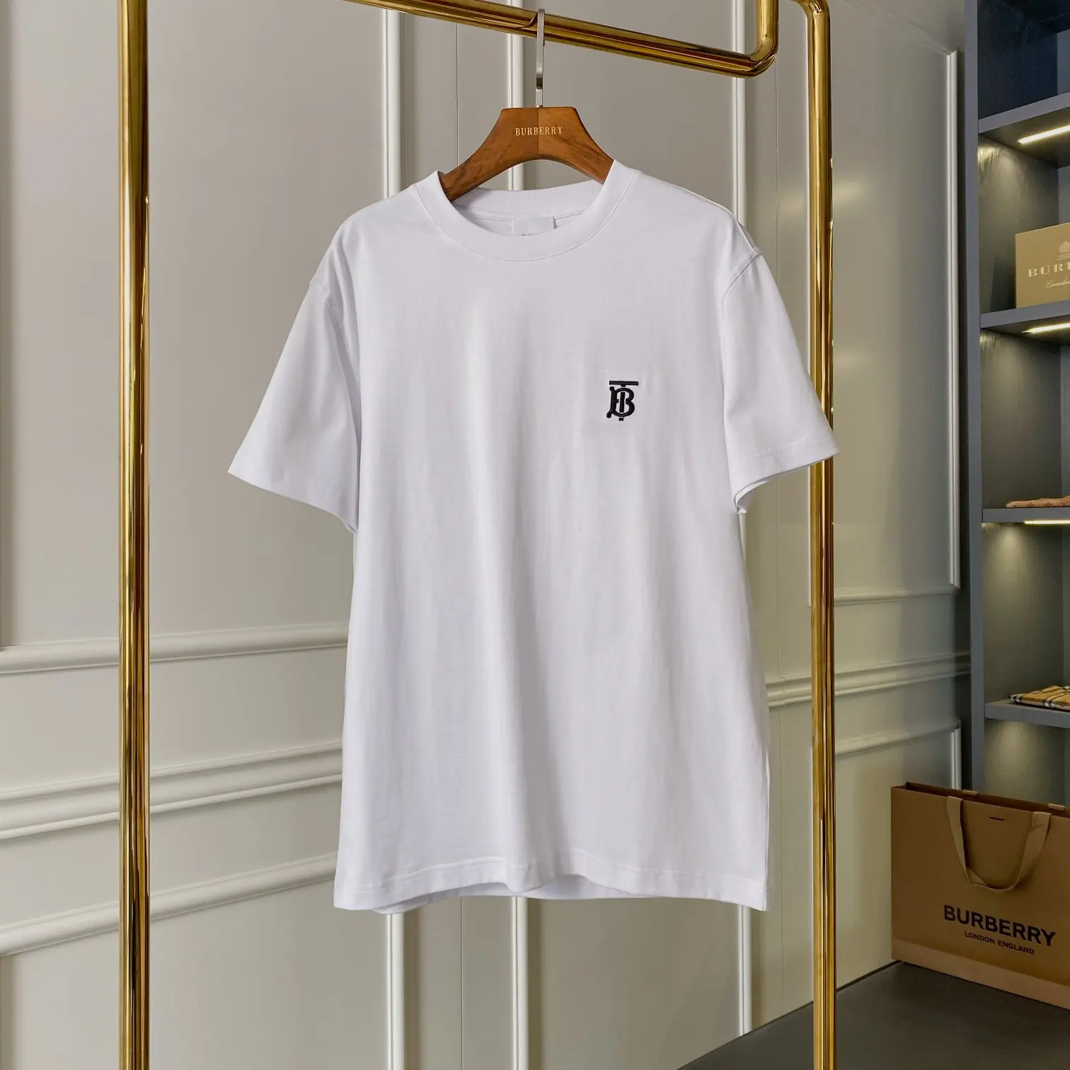 TB Monogram Embroidered Cotton T-Shirt D14513711