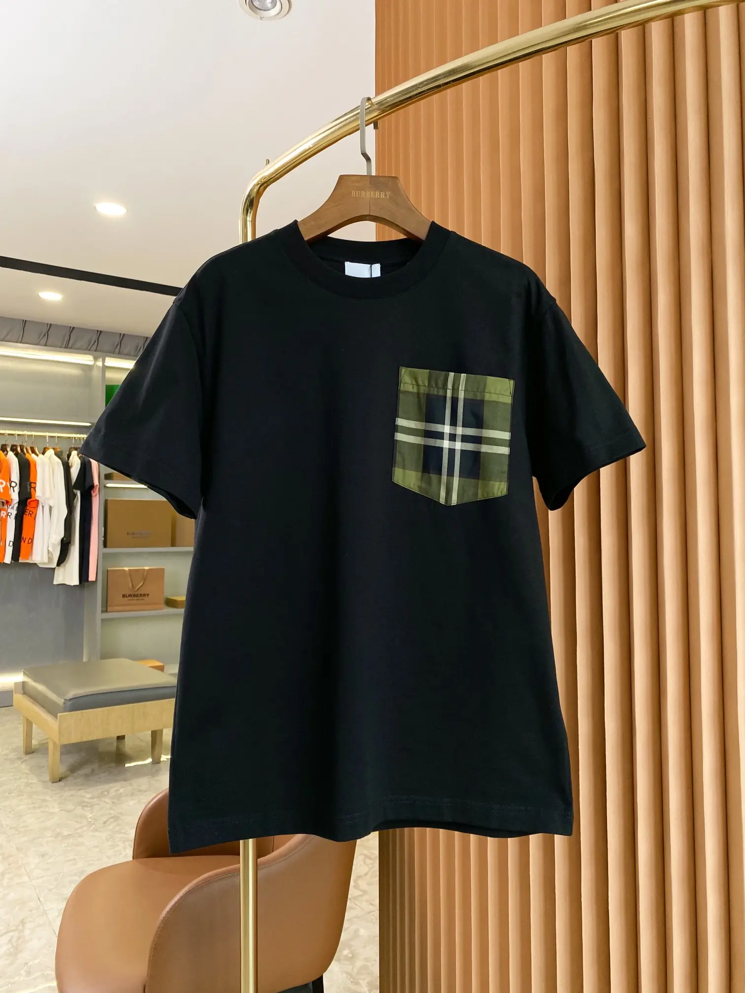 Vintage Check Pocket Cotton T-Shirt D14513519