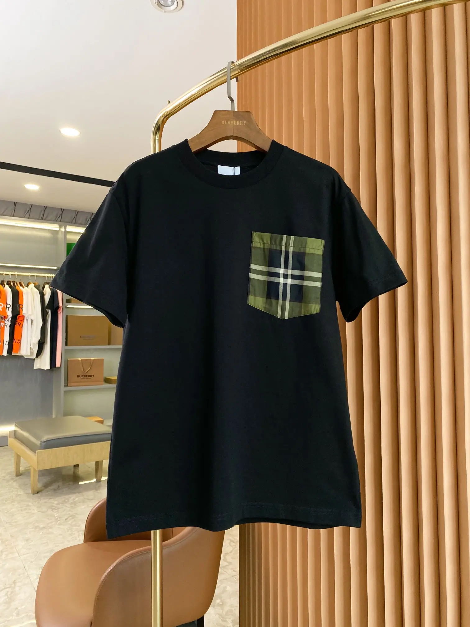 Vintage Check Pocket Cotton T-Shirt D14513519