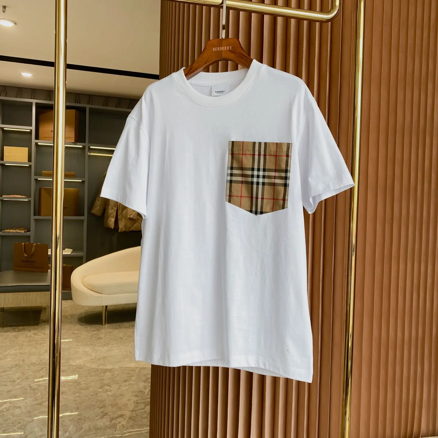 Vintage Check Pocket Cotton T-Shirt D14513520