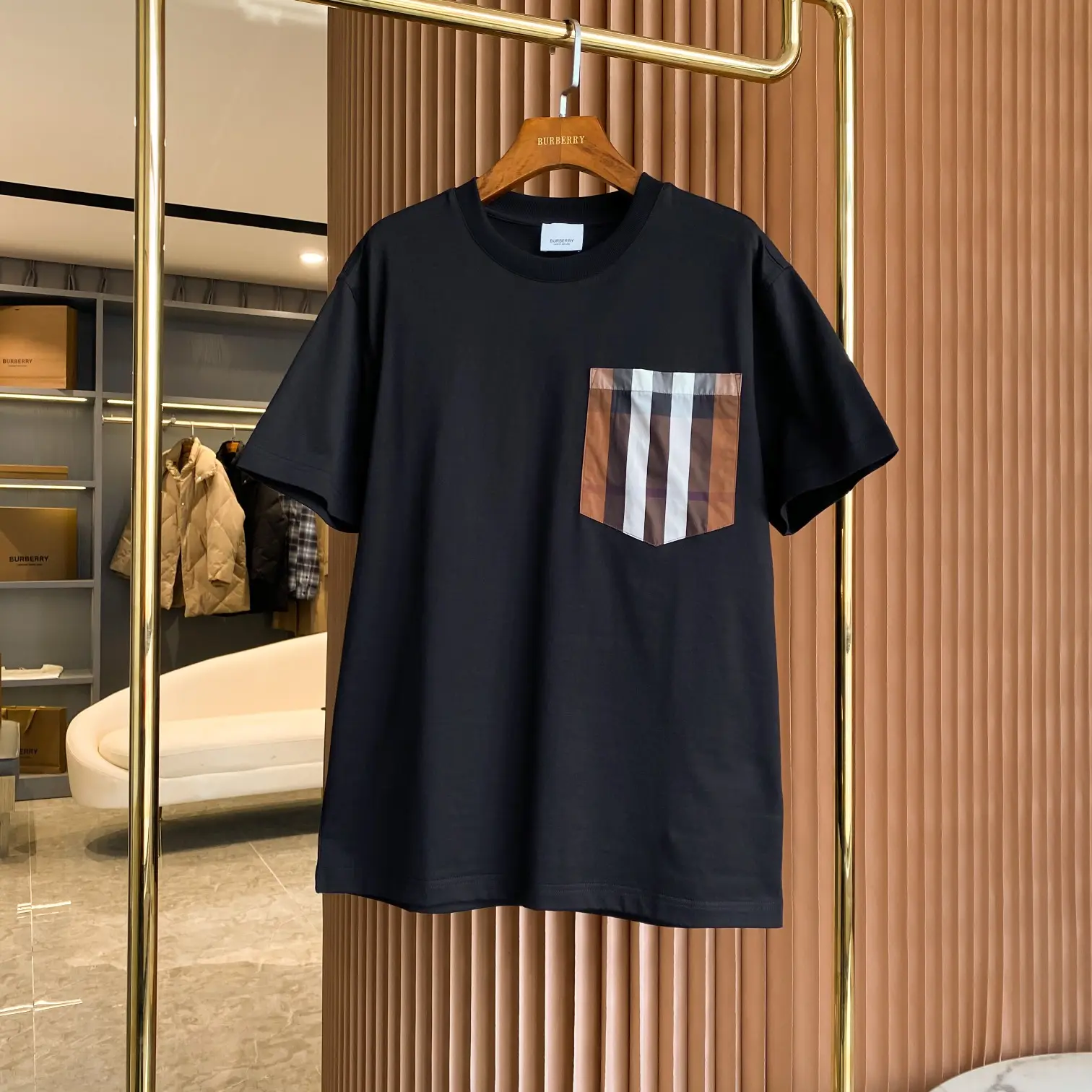 Vintage Check Pocket Cotton T-Shirt D14513521