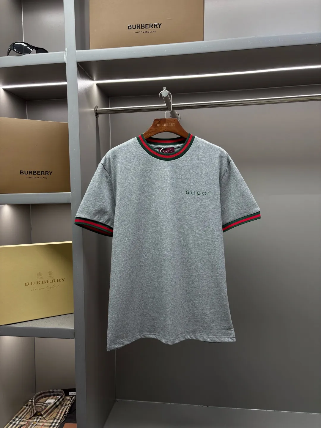 Web-Stripe Trim Logo Embroidered T-Shirt D14513533
