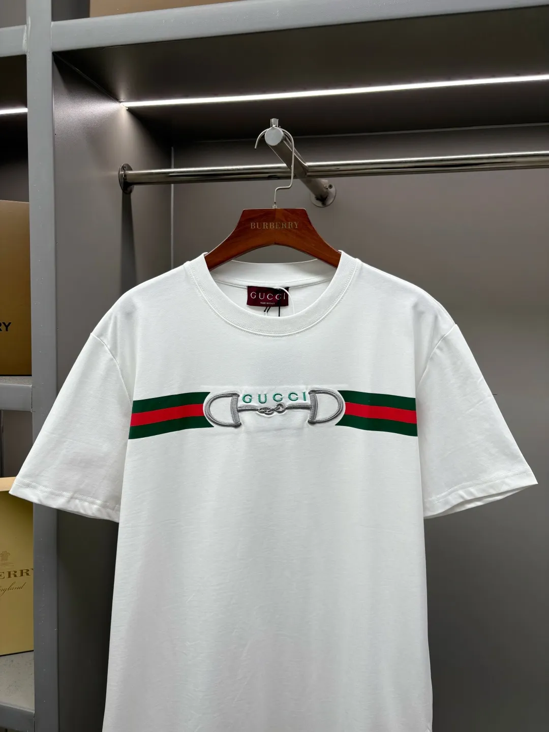 Horsebit Web-Stripe Embroidered Cotton T-Shirt D14513529 — view 2