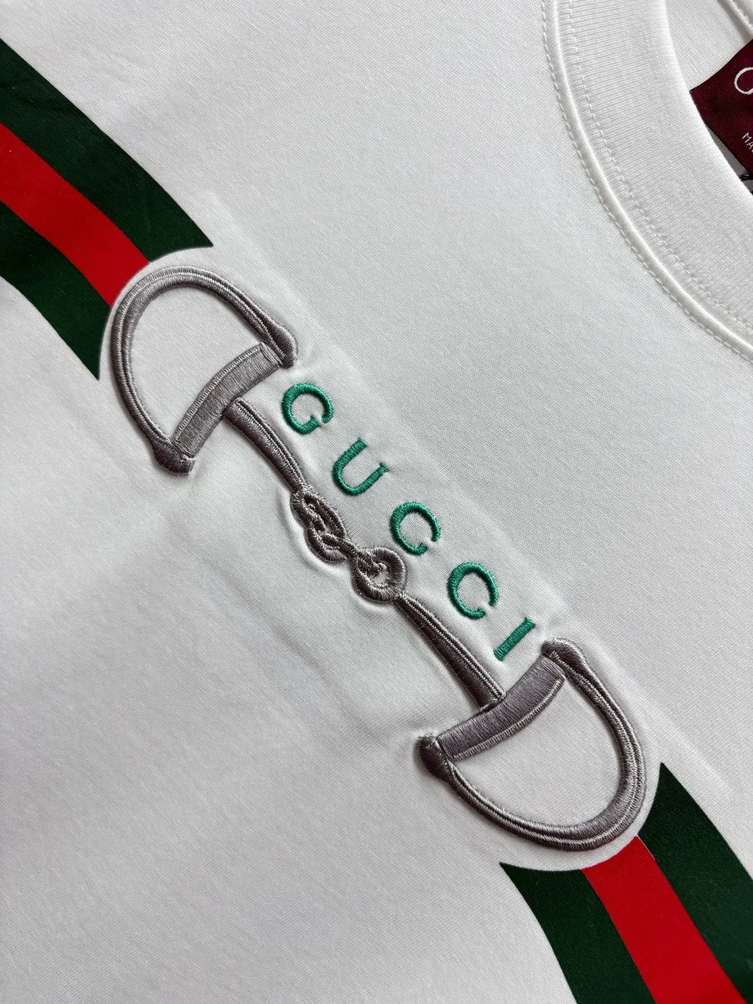 Horsebit Web-Stripe Embroidered Cotton T-Shirt D14513529 — view 6