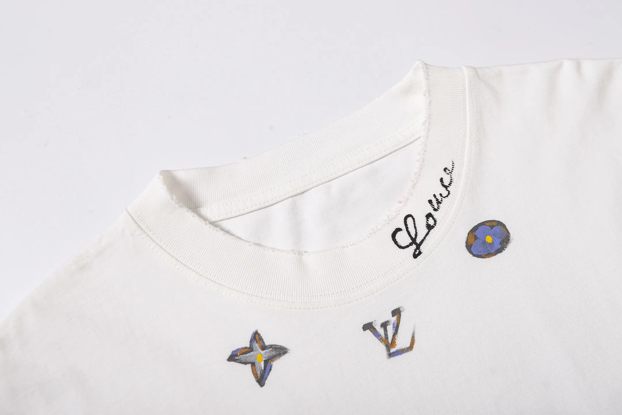 Hand-Painted Logo Cotton T-Shirt D14515586 — view 3