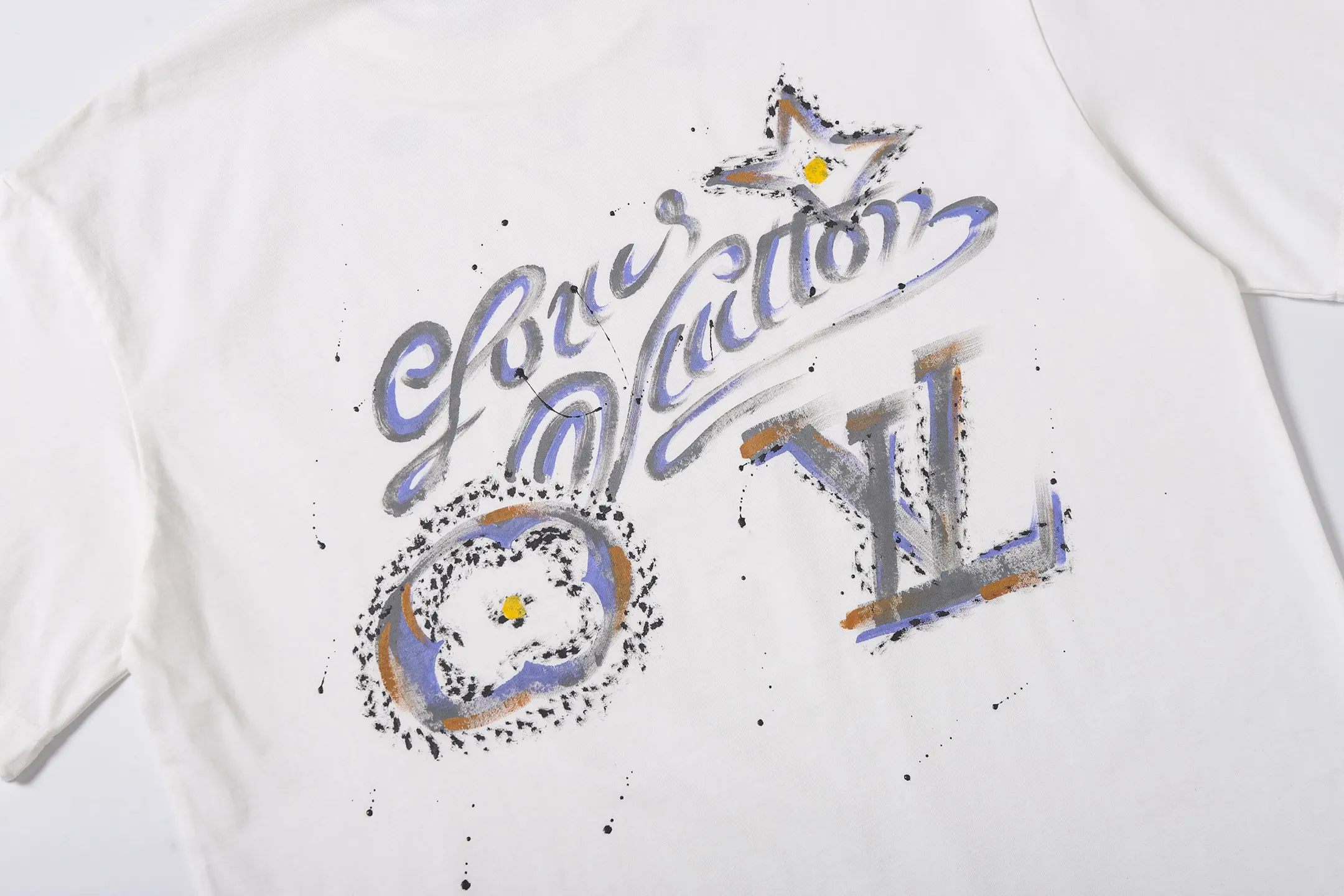 Hand-Painted Logo Cotton T-Shirt D14515586 — view 7