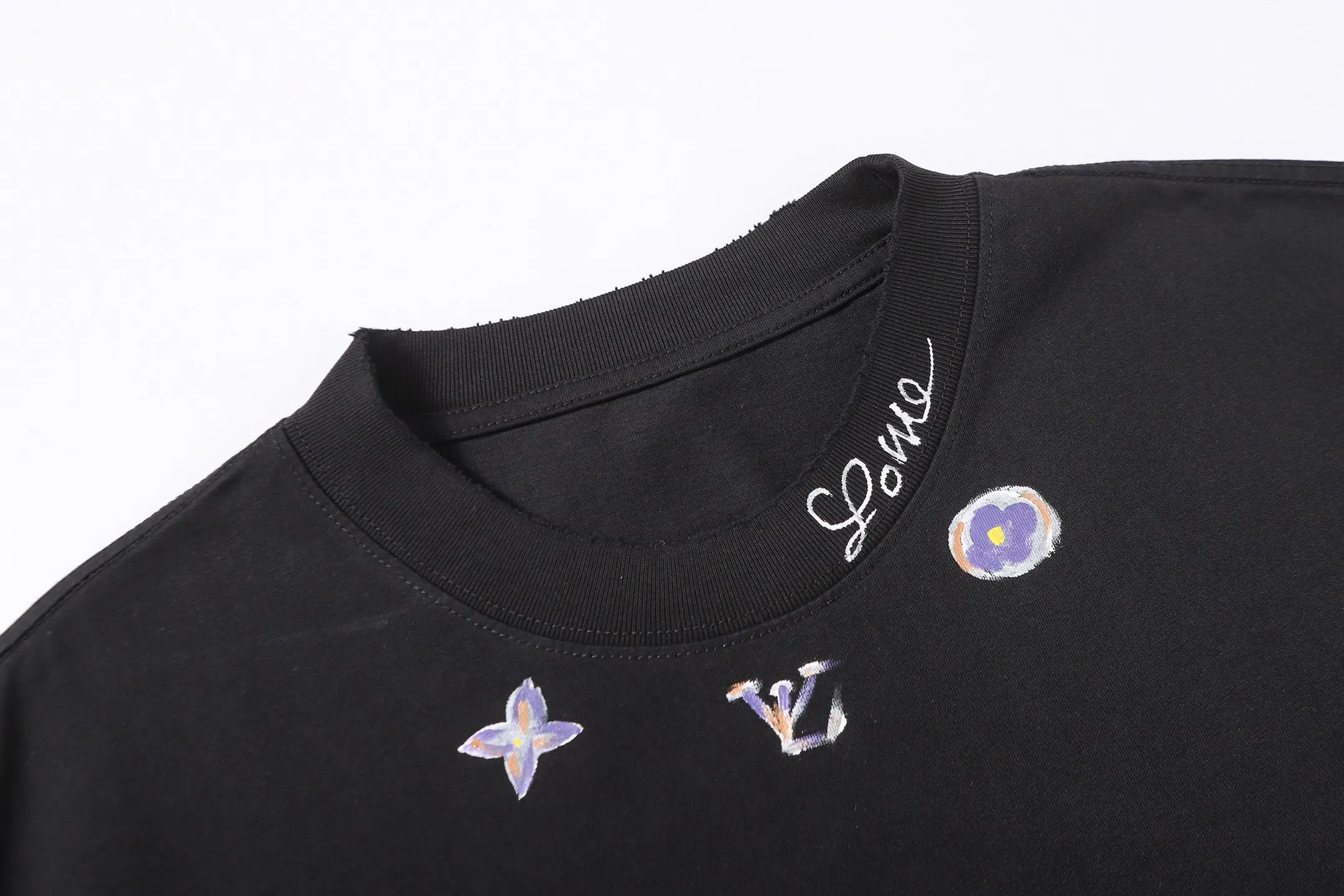 Hand-Painted Logo Cotton T-Shirt D14515587 — view 3