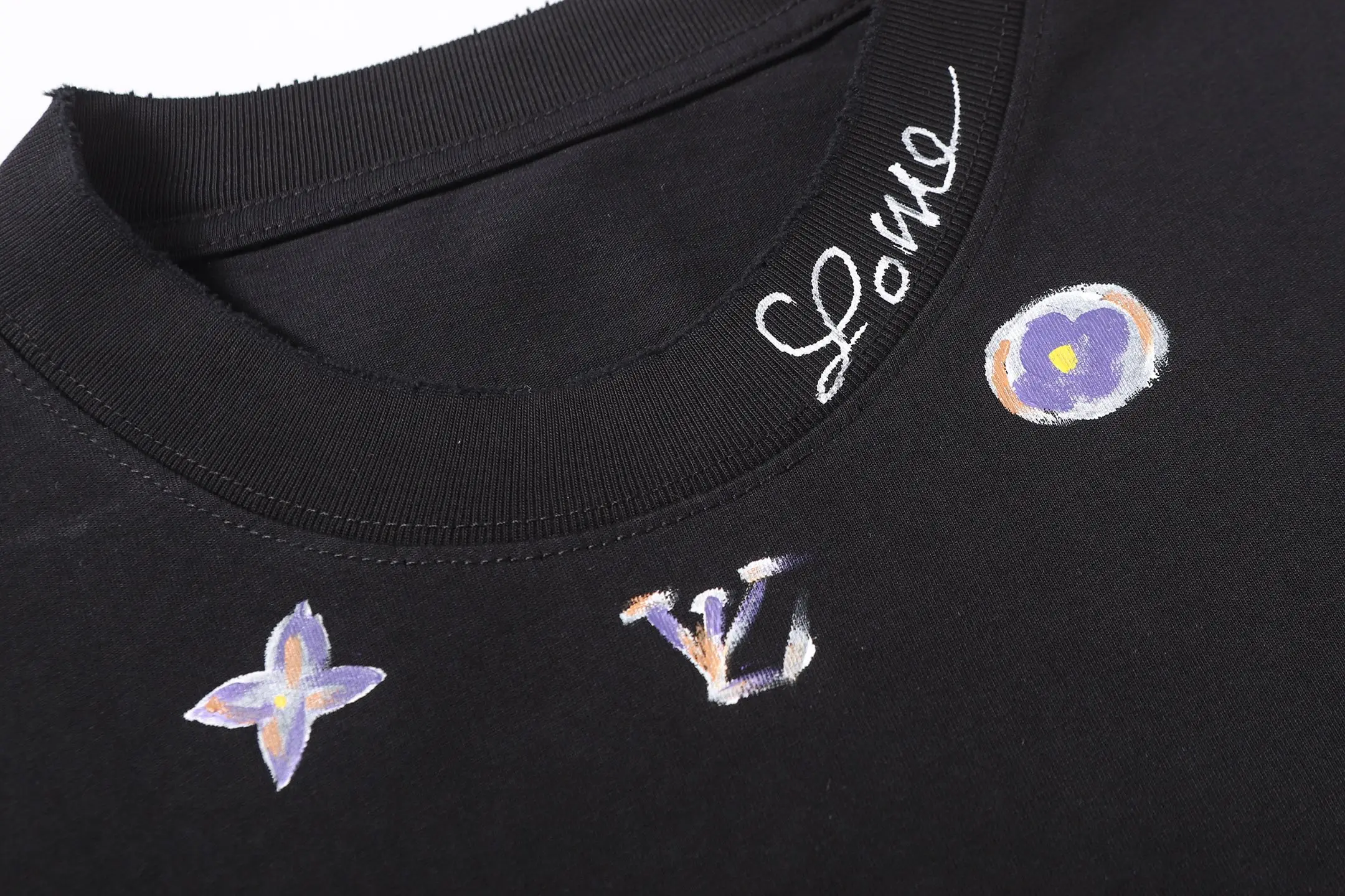 Hand-Painted Logo Cotton T-Shirt D14515587 — view 4