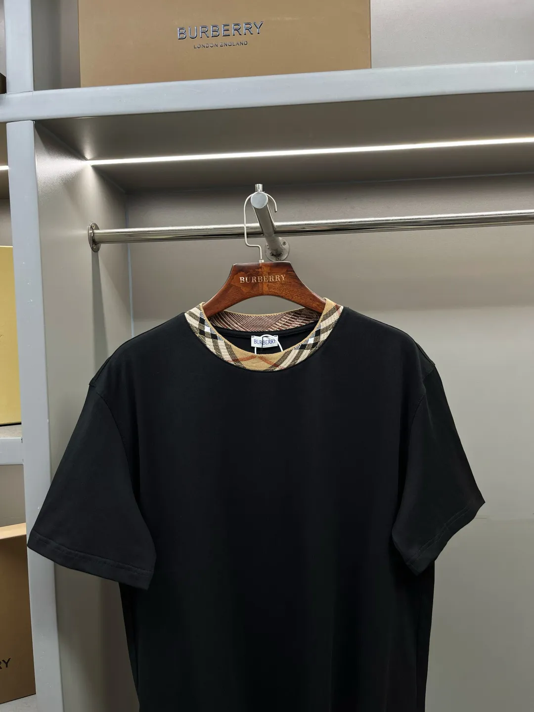 Check-Trim Cotton Jersey T-Shirt D15013733 — view 2