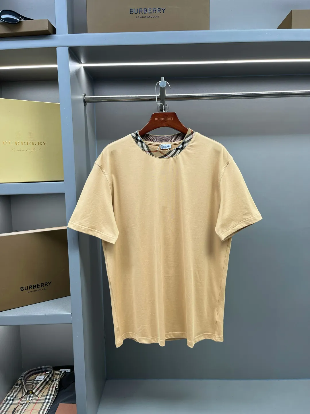 Check-Trim Cotton Jersey T-Shirt D15013735