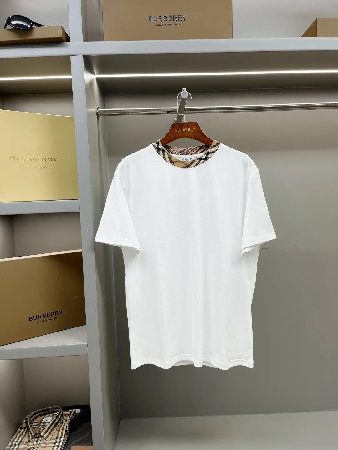 Check-Trim Cotton Jersey T-Shirt D15013734
