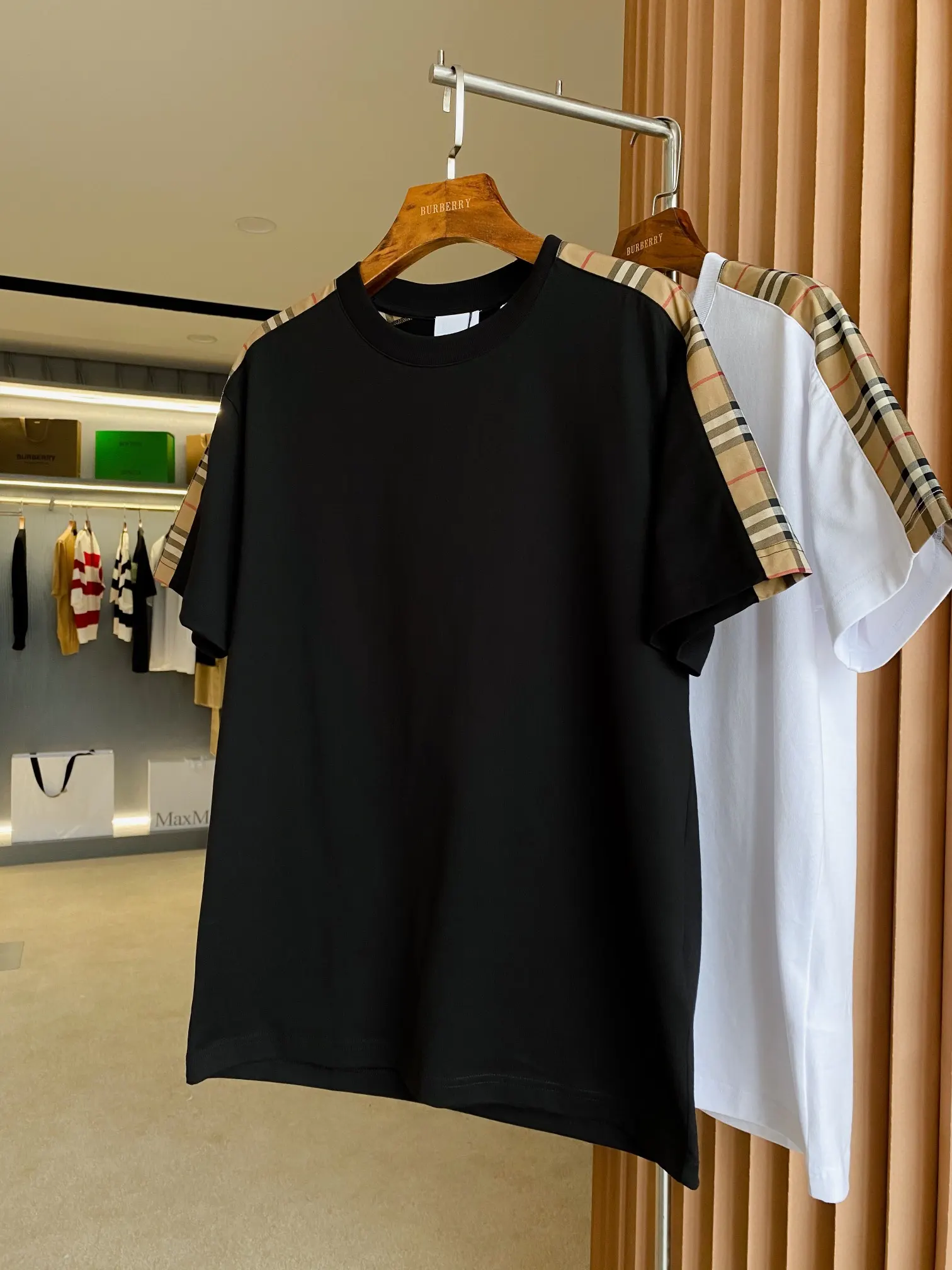Check-Panel Cotton Jersey T-Shirt D15013527