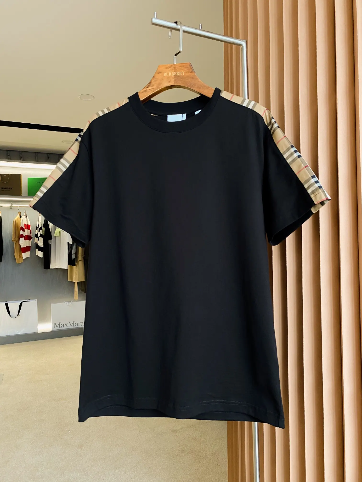 Check-Panel Cotton Jersey T-Shirt D15013527 — view 2