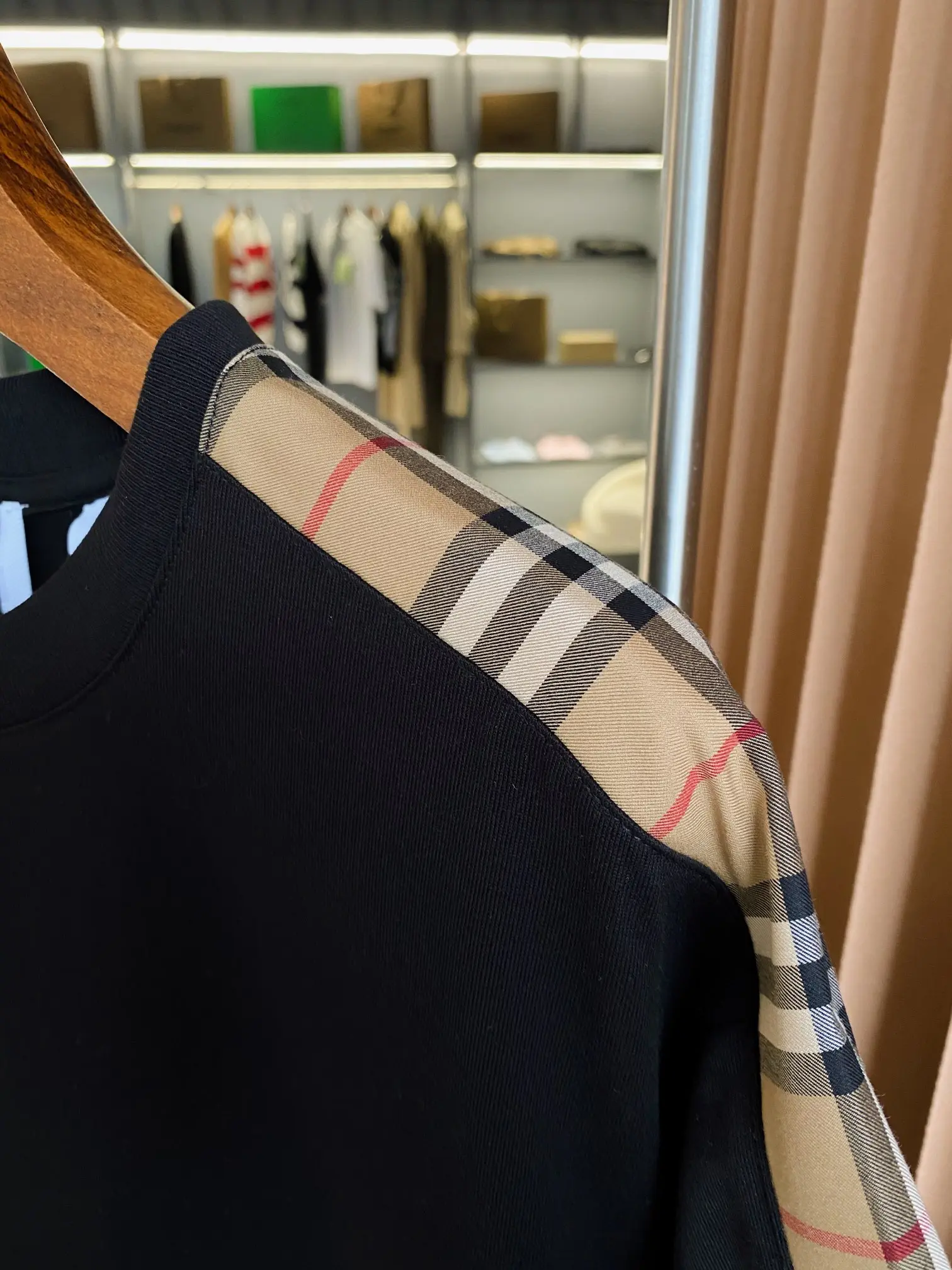 Check-Panel Cotton Jersey T-Shirt D15013527 — view 6