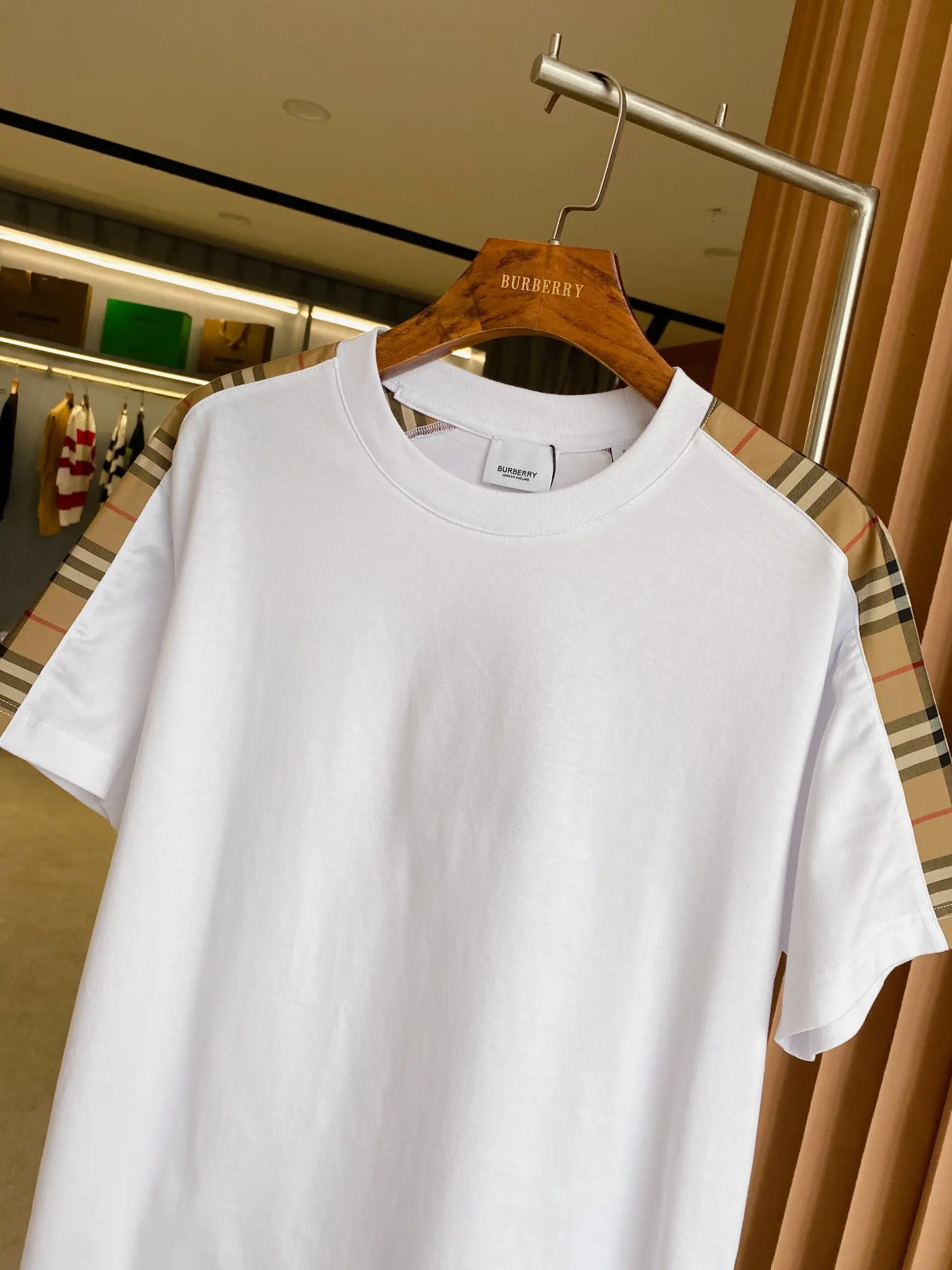 Check-Panel Cotton Jersey T-Shirt D15013528 — view 3
