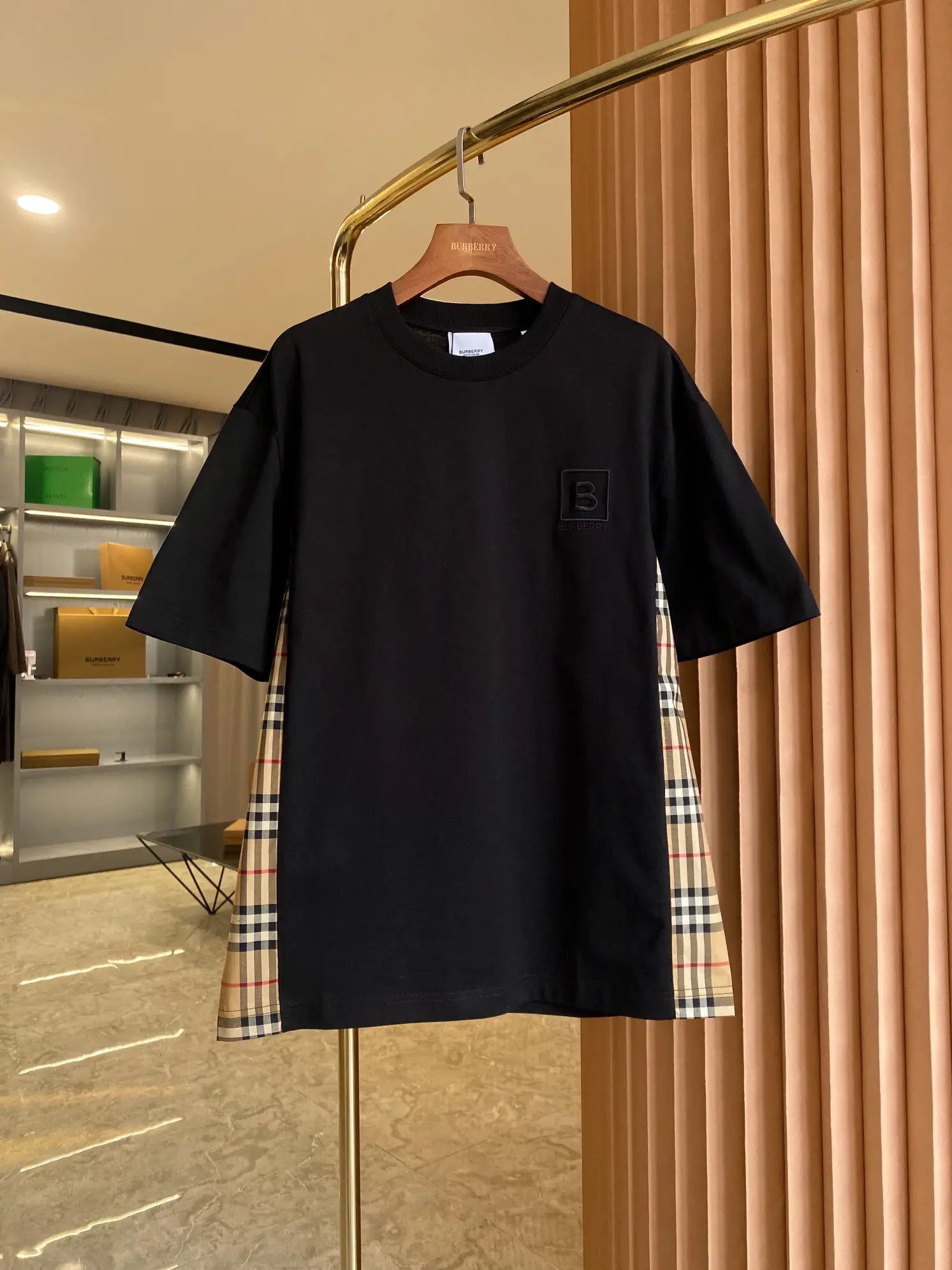 Check Panel Cotton Jersey T-Shirt D15013526