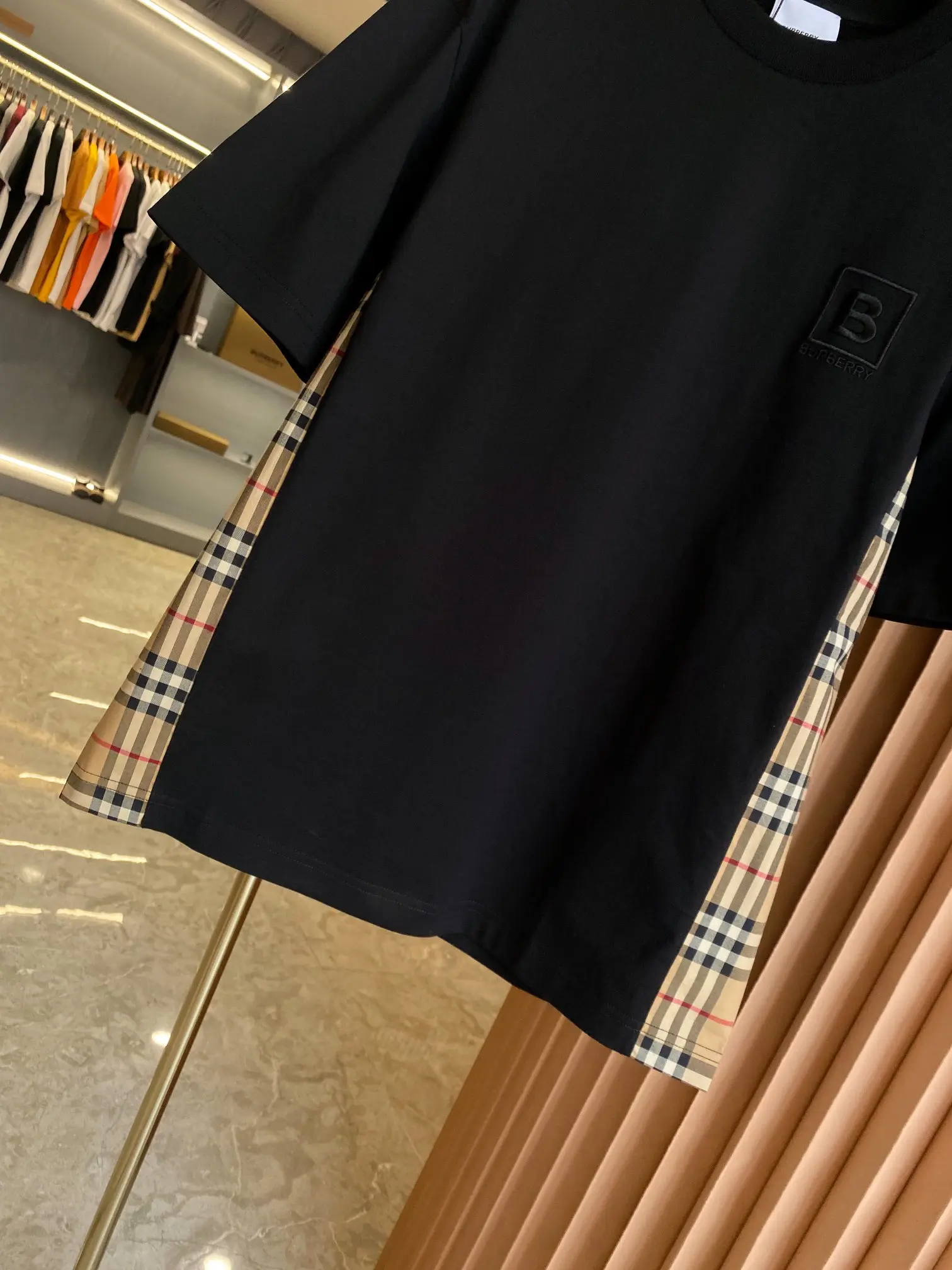 Check Panel Cotton Jersey T-Shirt D15013526 — view 3