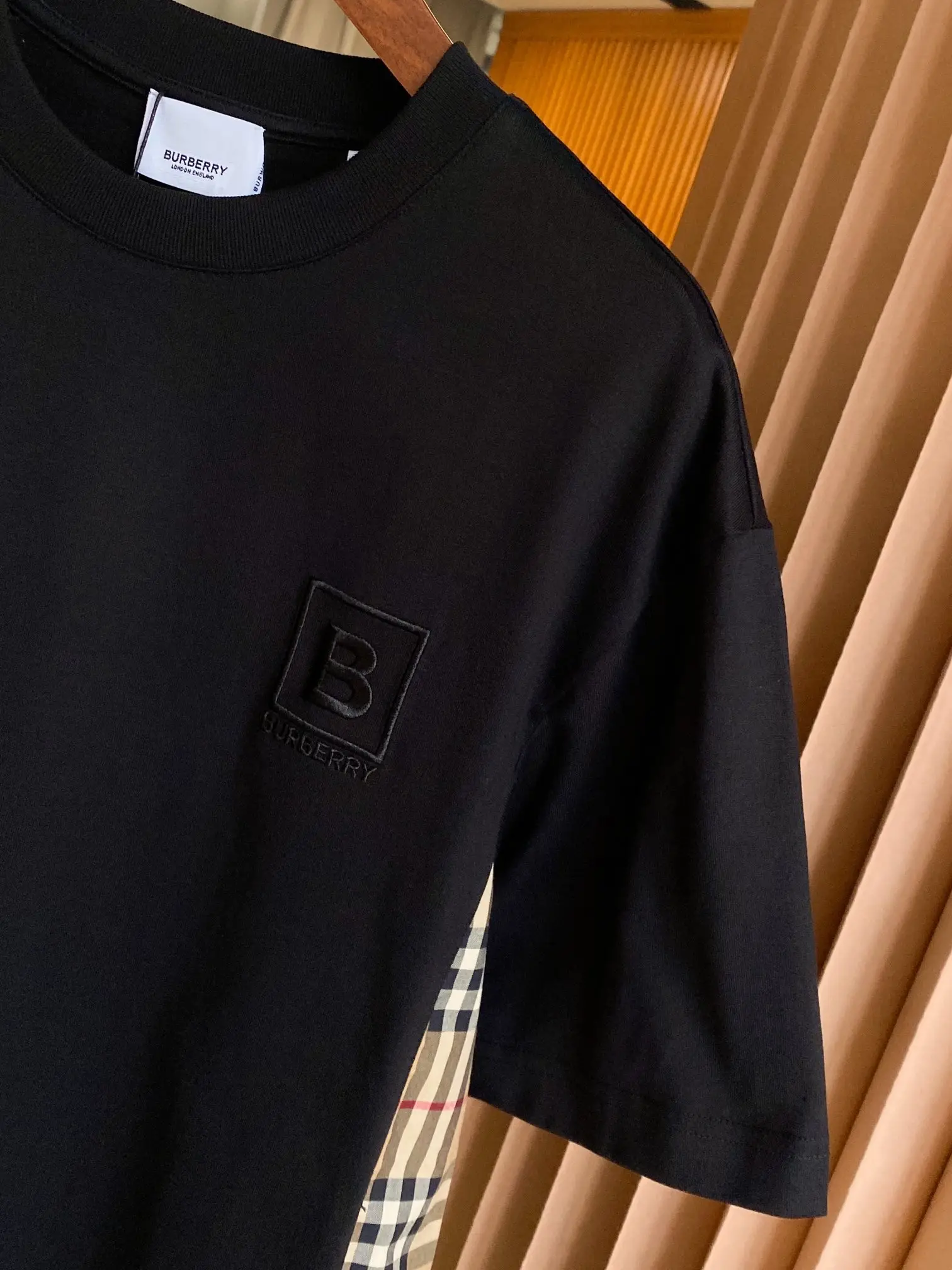 Check Panel Cotton Jersey T-Shirt D15013526 — view 4
