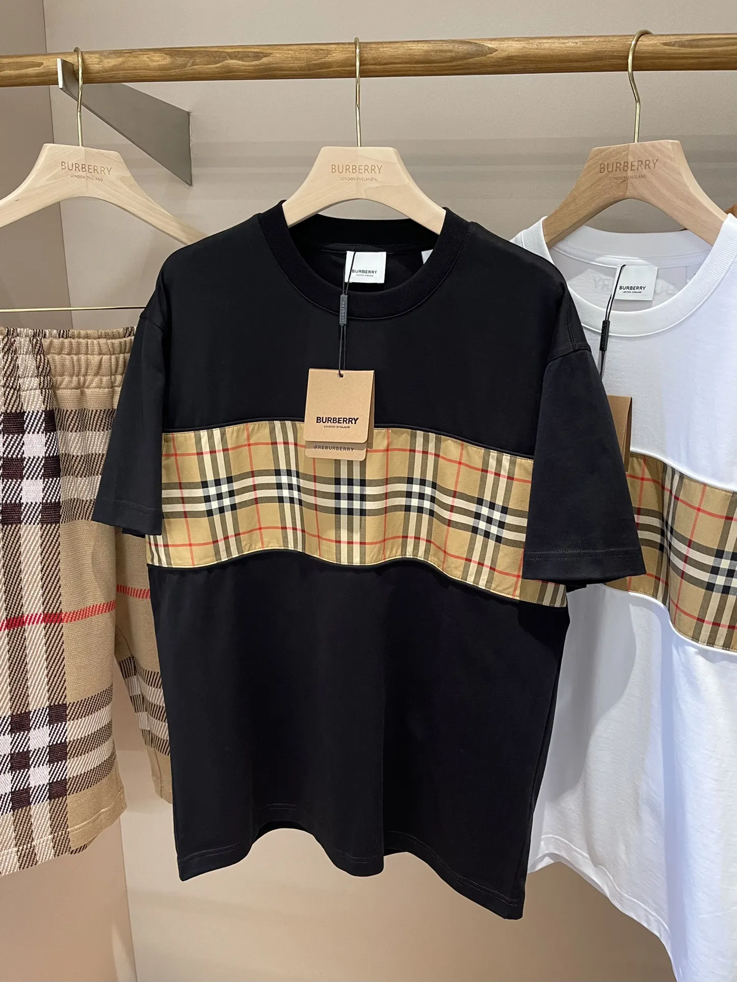 Vintage Check Panel Cotton T-Shirt D15013524 — view 3