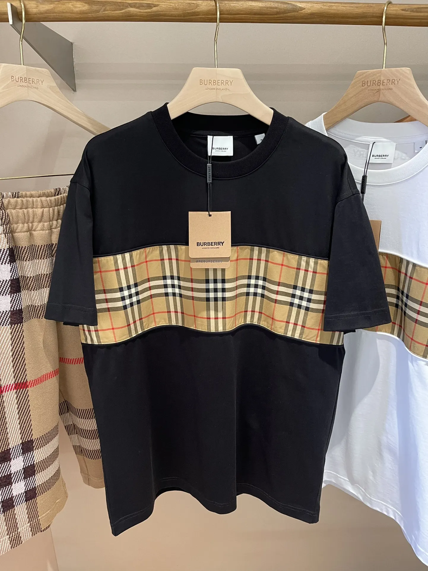 Vintage Check Panel Cotton T-Shirt D15013524 — view 4