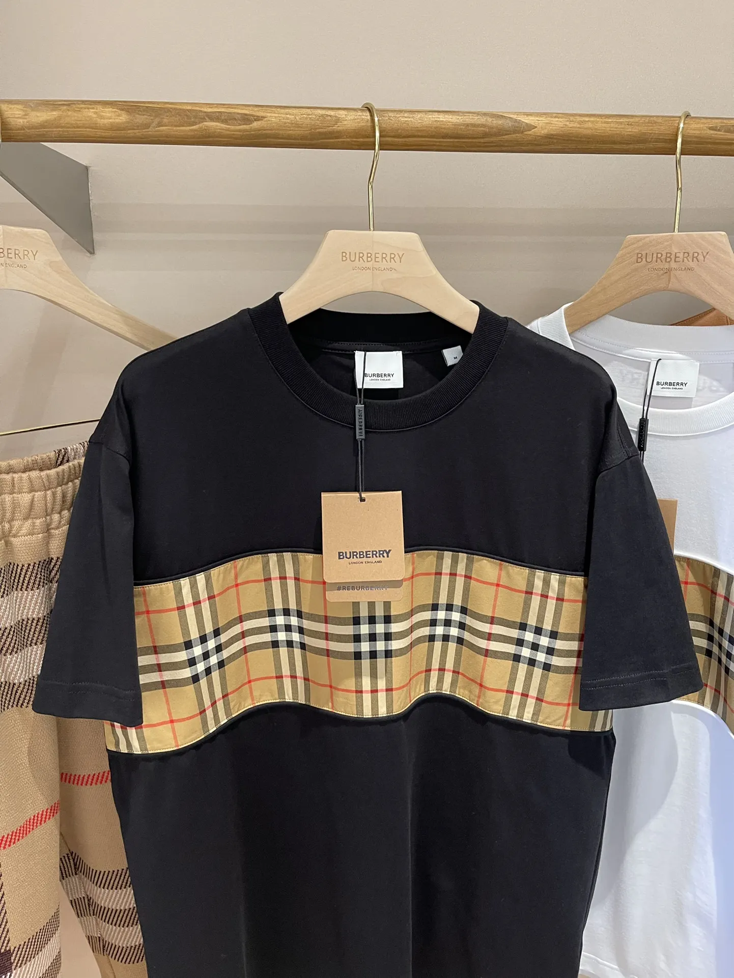 Vintage Check Panel Cotton T-Shirt D15013524 — view 5