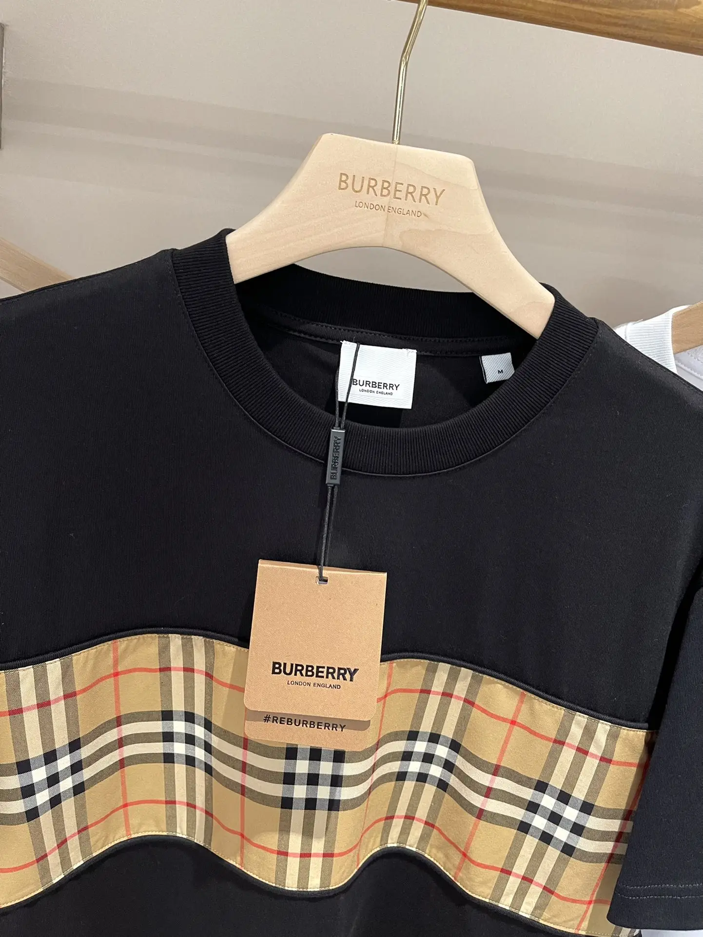 Vintage Check Panel Cotton T-Shirt D15013524 — view 6