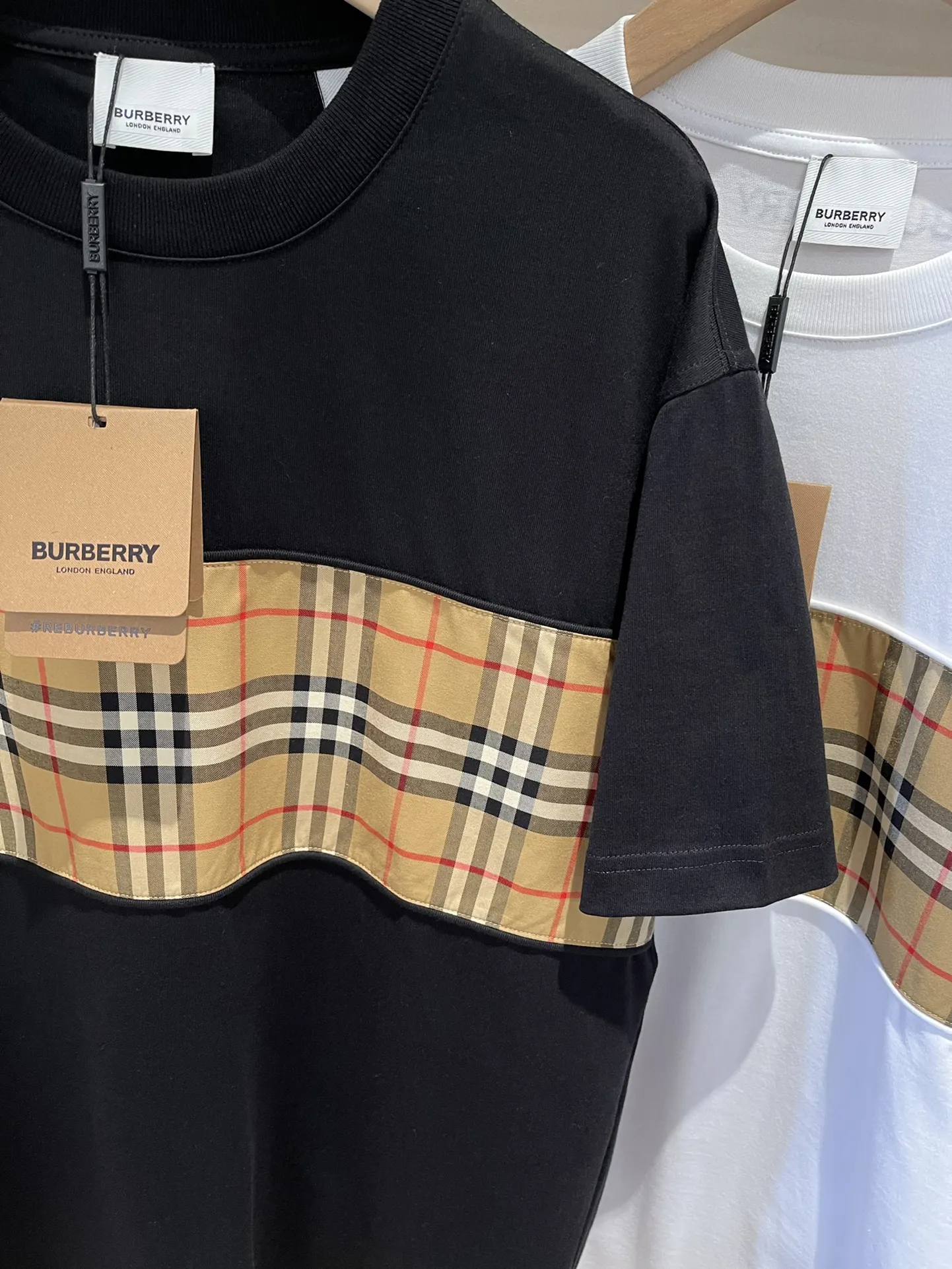 Vintage Check Panel Cotton T-Shirt D15013524 — view 7