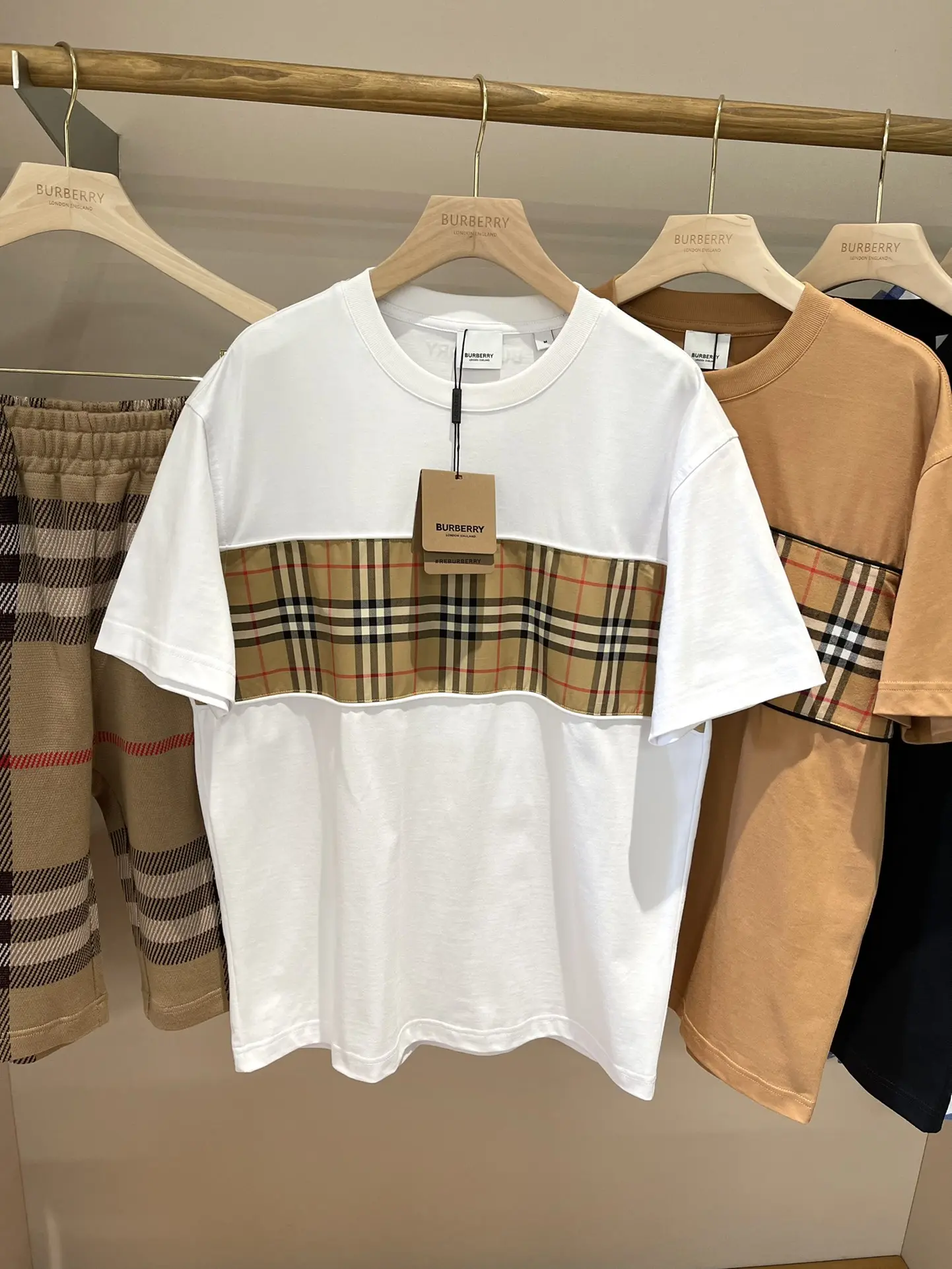 Vintage Check Panel Cotton T-Shirt D15013523