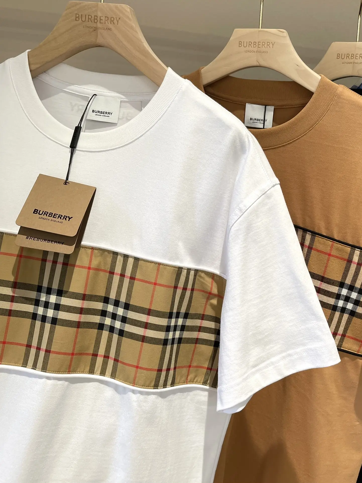 Vintage Check Panel Cotton T-Shirt D15013523 — view 5
