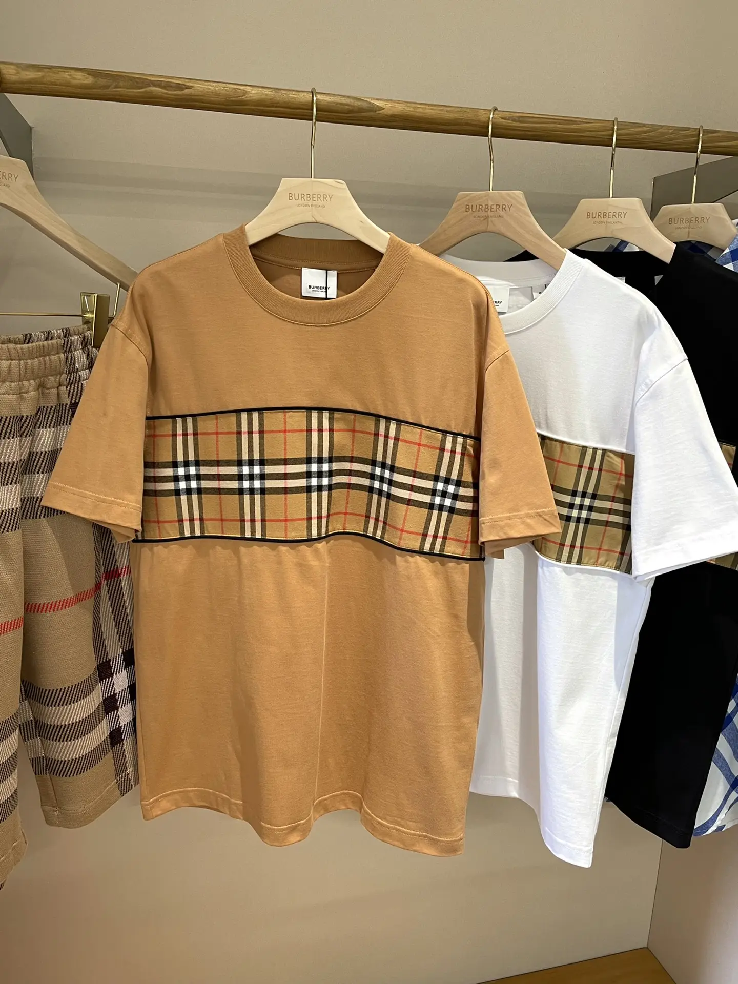 Vintage Check Panel Cotton T-Shirt D15013522