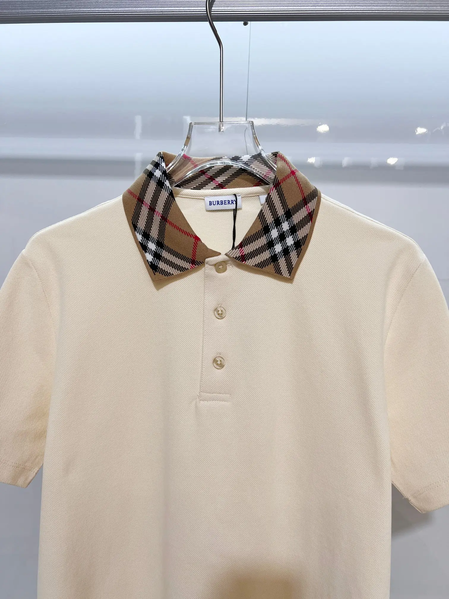 Check-Collar Cotton Piqué Polo Shirt D15013623 — view 3