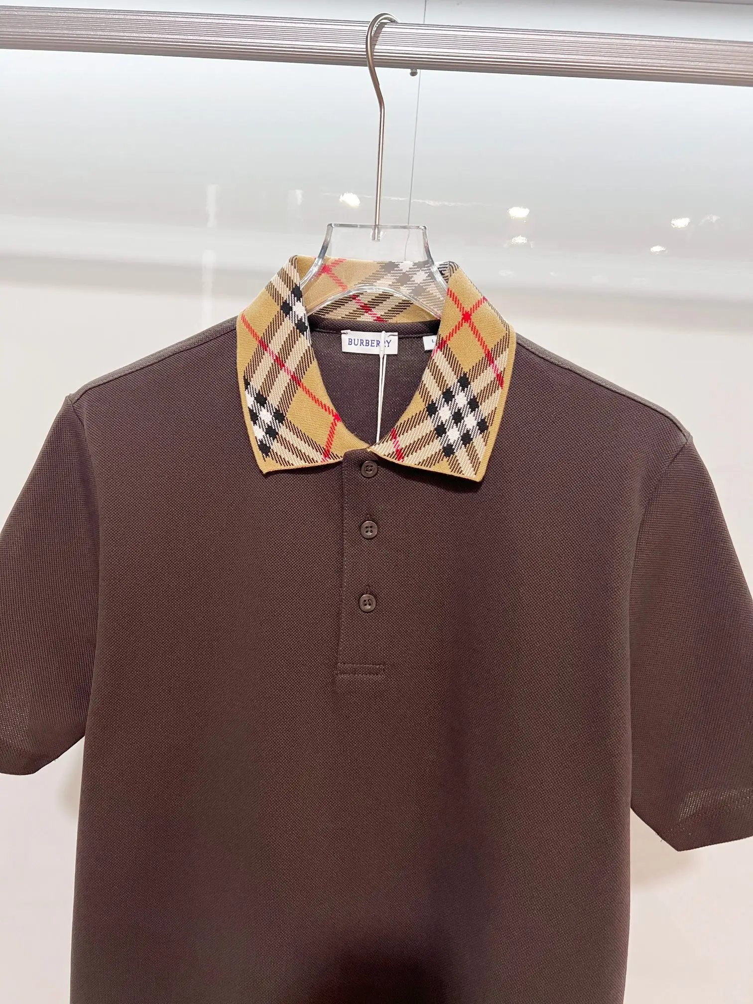 Check-Collar Cotton-Piqué Polo Shirt D15013624 — view 3
