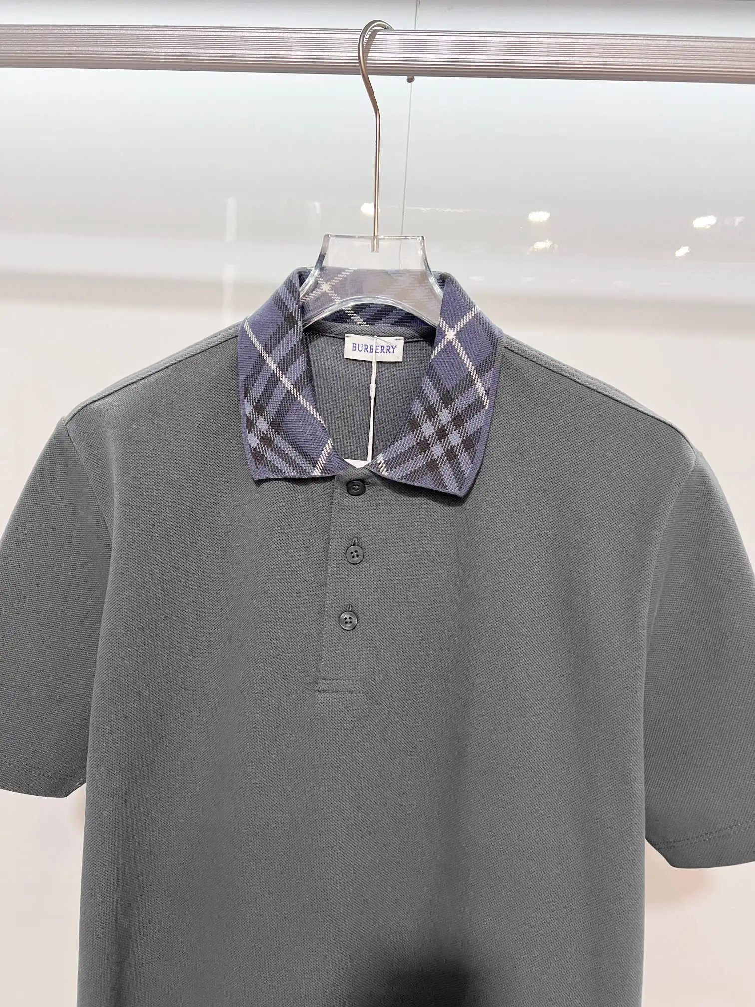 Check-Collar Cotton-Piqué Polo Shirt D15013627 — view 3