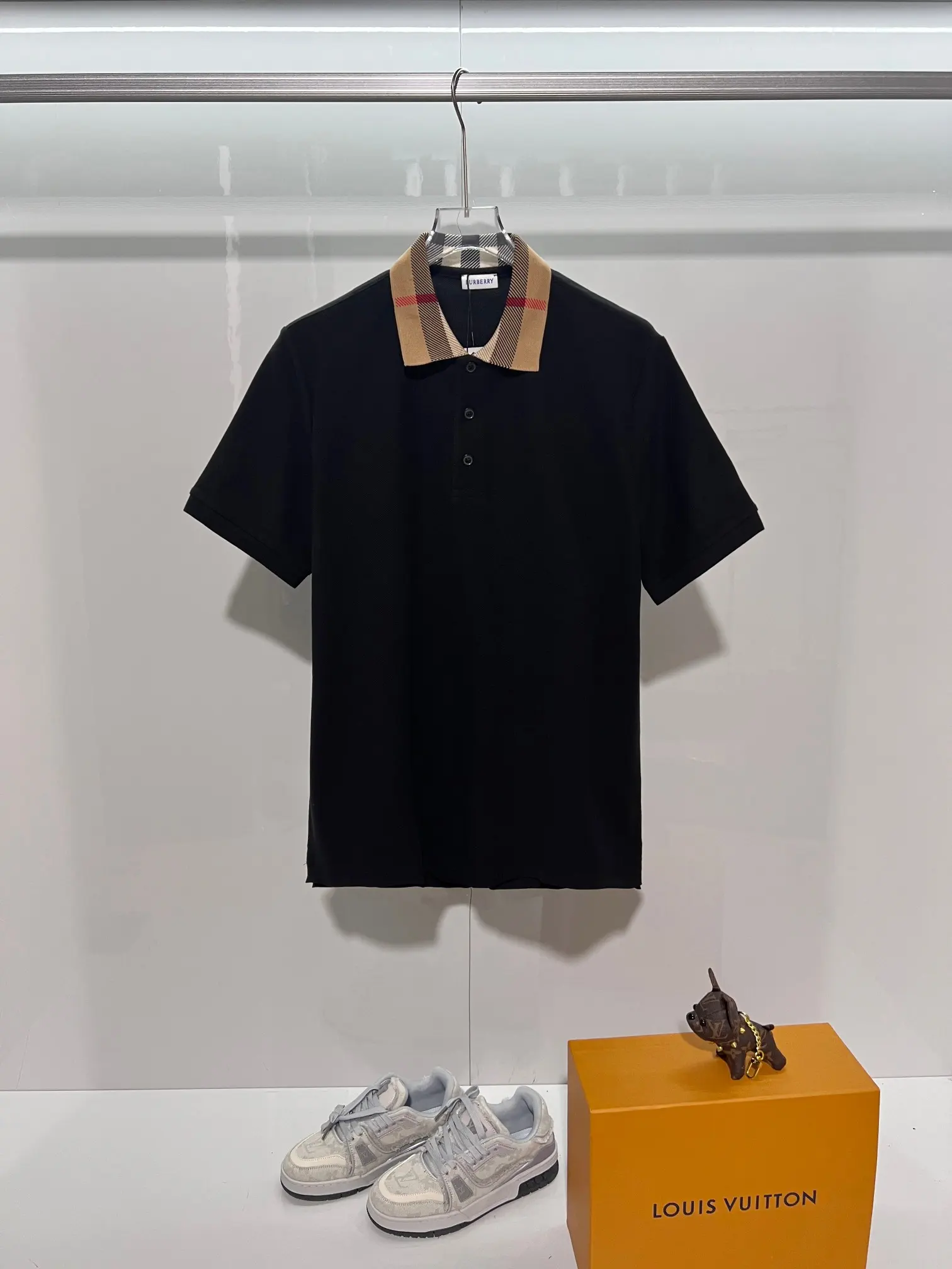 Check-Collar Cotton-Piqué Polo Shirt D15013638