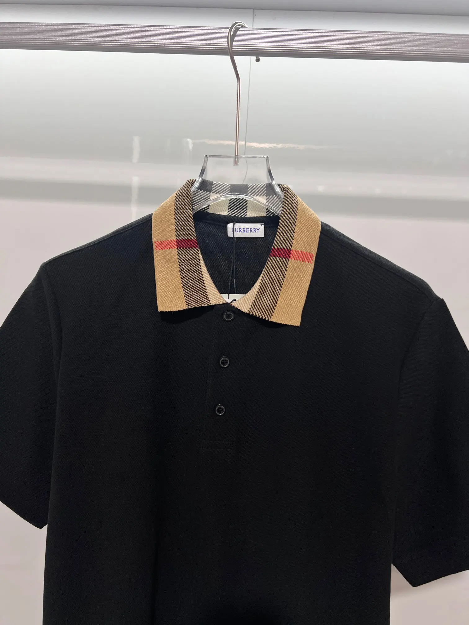 Check-Collar Cotton-Piqué Polo Shirt D15013638 — view 3