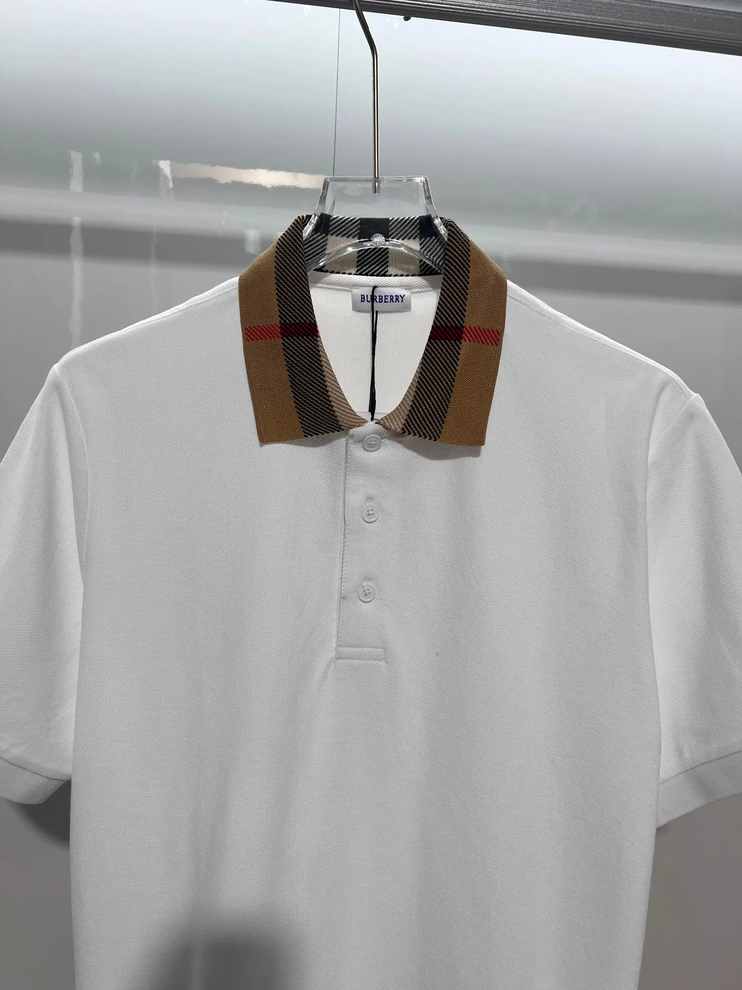 Check-Collar Cotton-Piqué Polo Shirt D15013635 — view 3