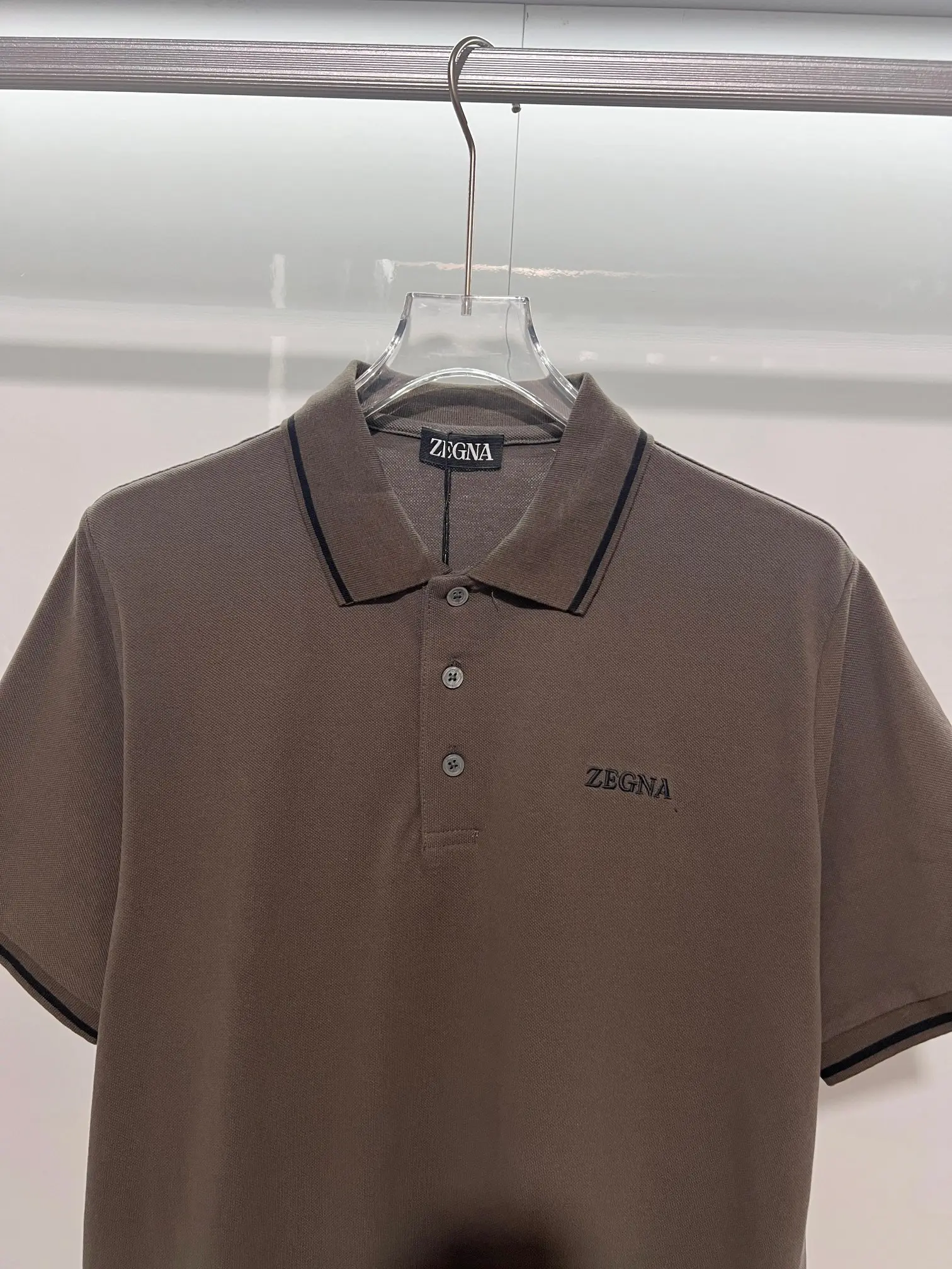 Zegna Logo-Embroidered Cotton-Piqué Polo Shirt D15013469 — view 3