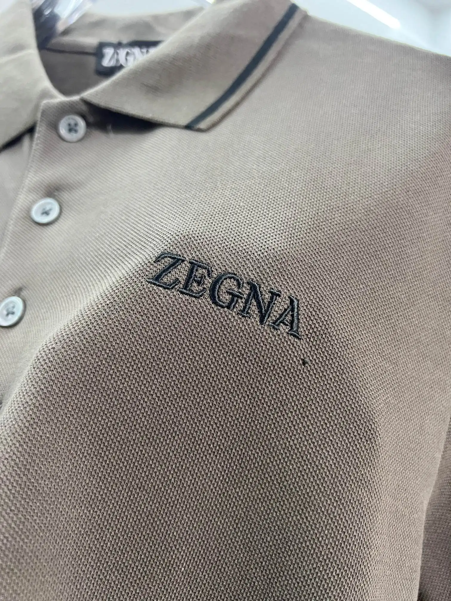 Zegna Logo-Embroidered Cotton-Piqué Polo Shirt D15013469 — view 5