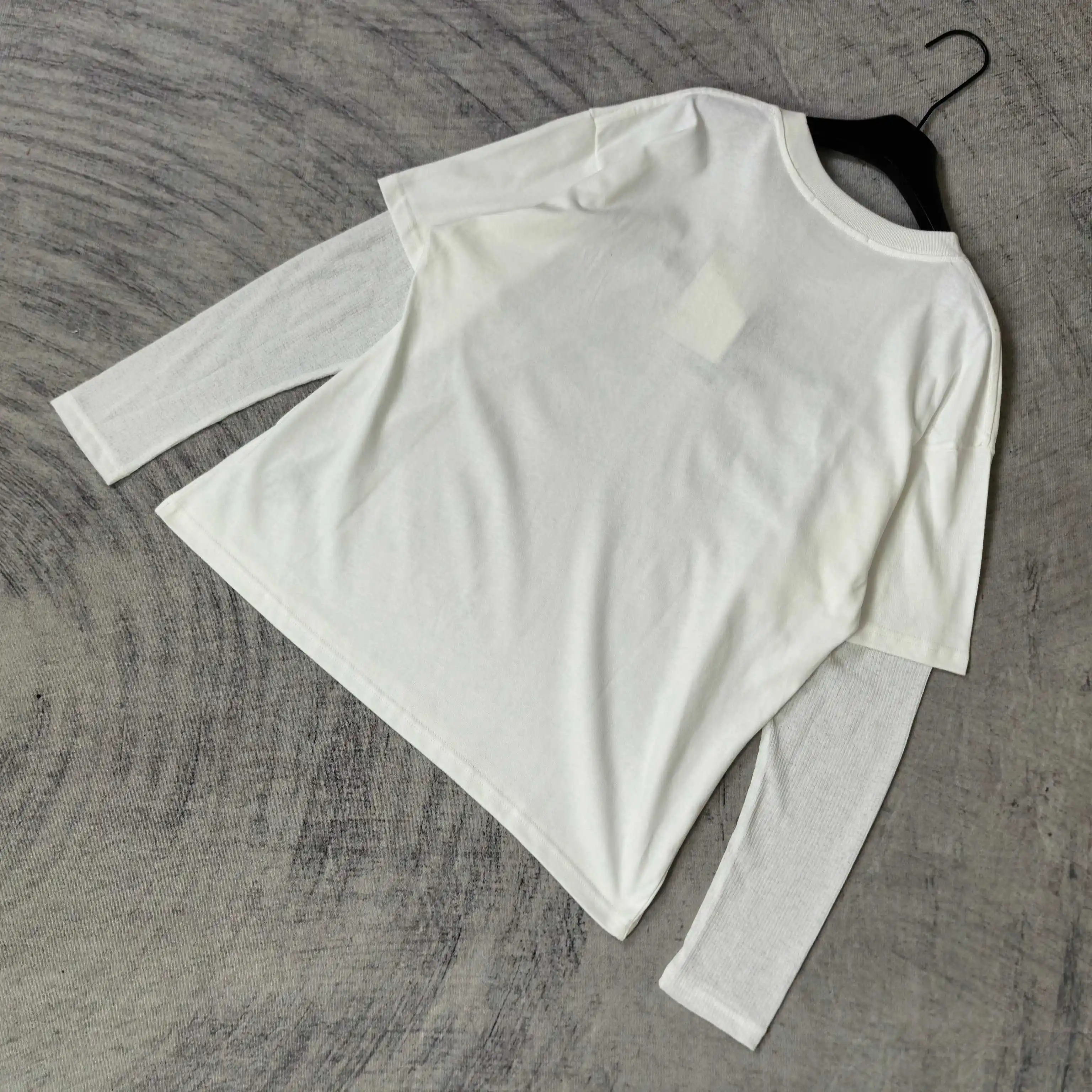 Layered Mesh Long-Sleeve Embroidered T-Shirt D15524555 — view 5