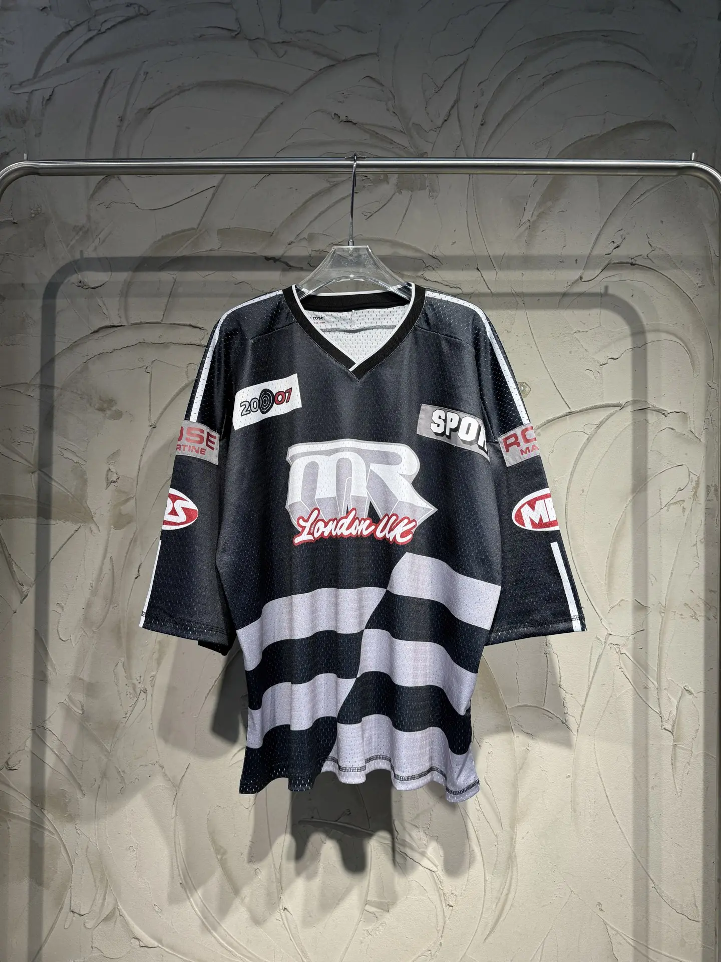 Oversized Graphic Mesh Football Jersey D15524335